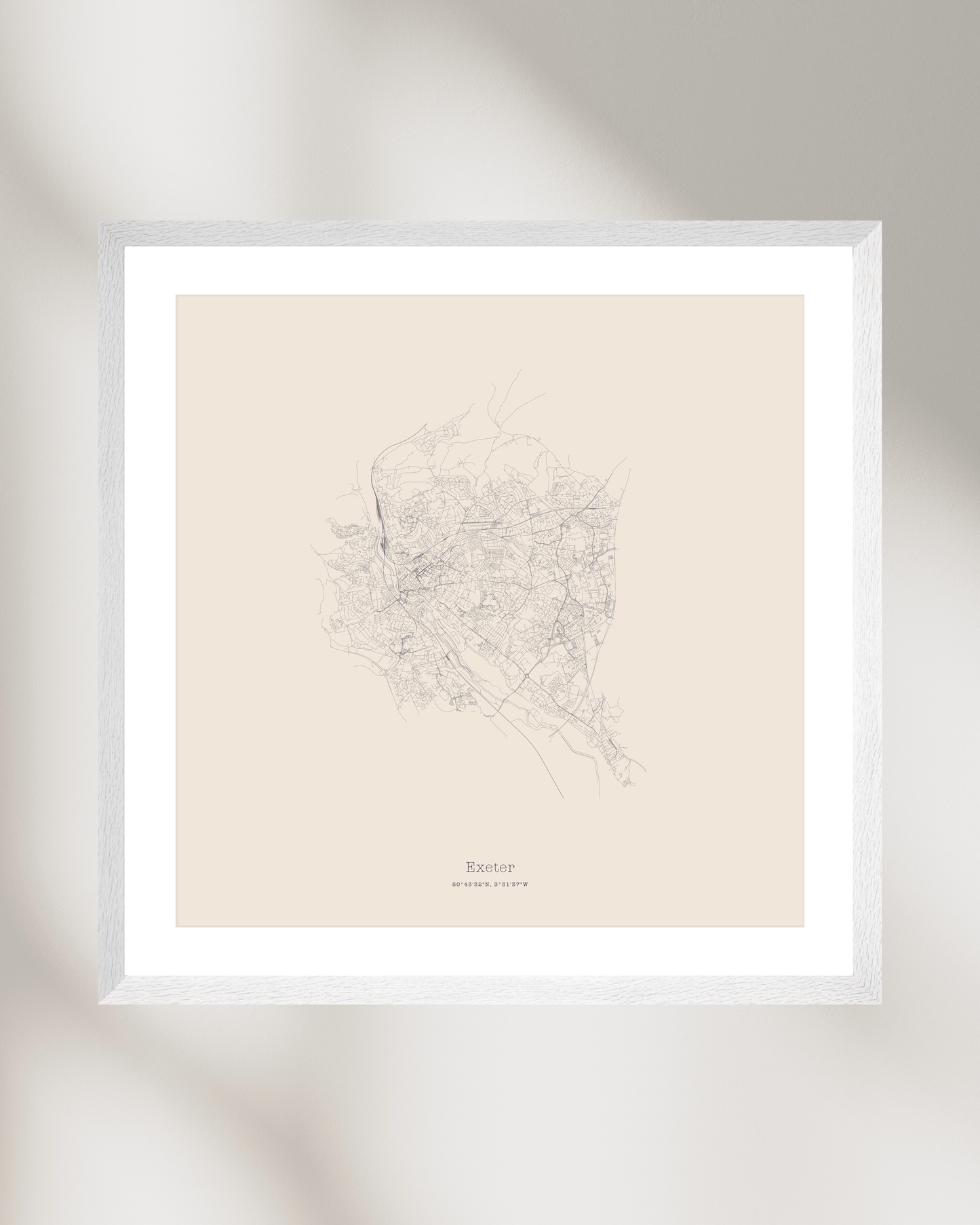 Exeter - Minimalist City Map - Fine Art Print - Taupe