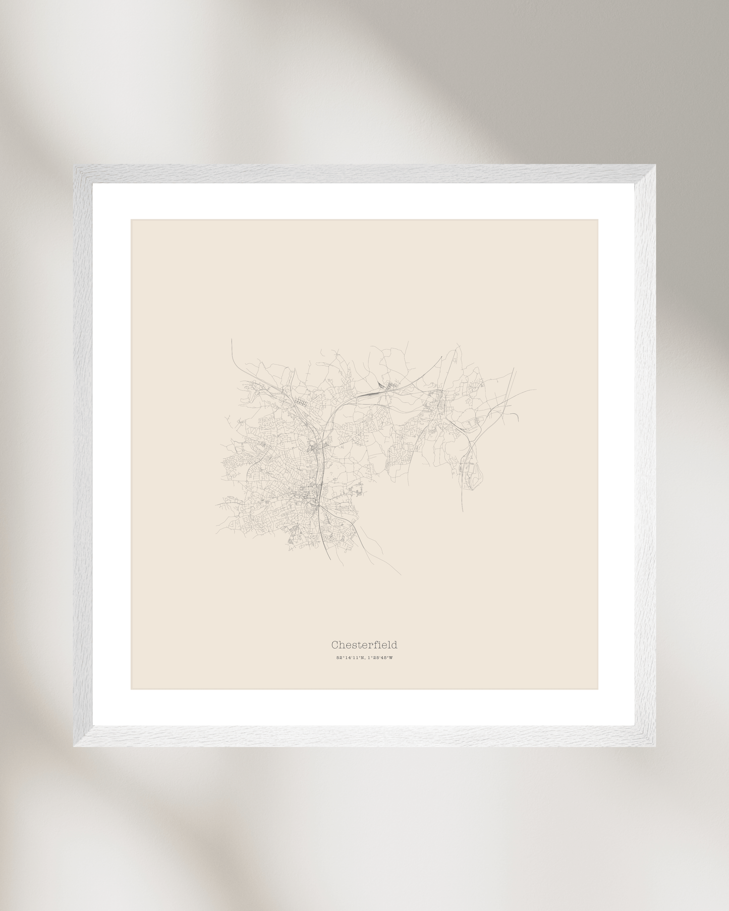 Chesterfield - Minimalist City Map - Fine Art Print - Taupe