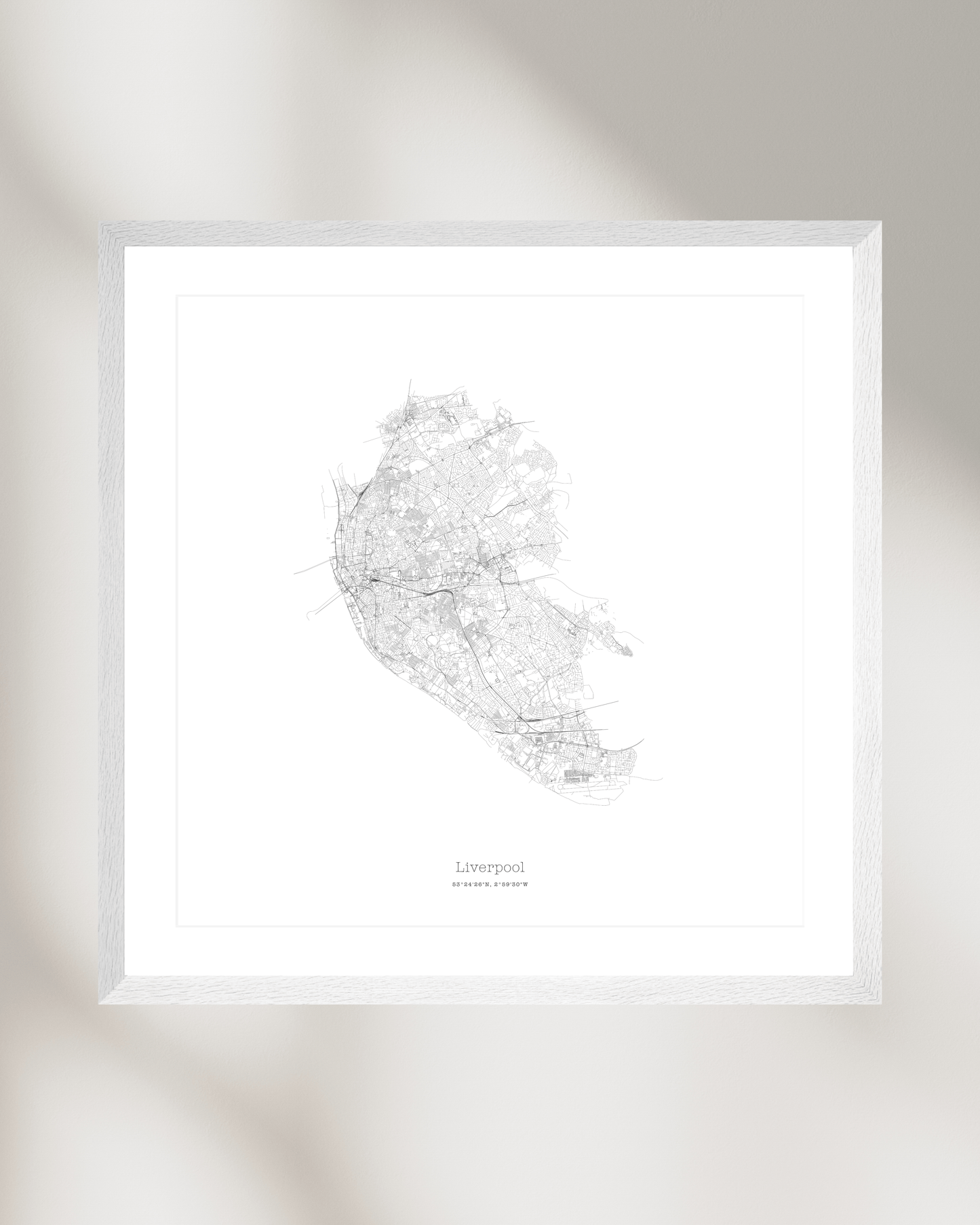 Liverpool - Minimalist City Map - Fine Art Print - White