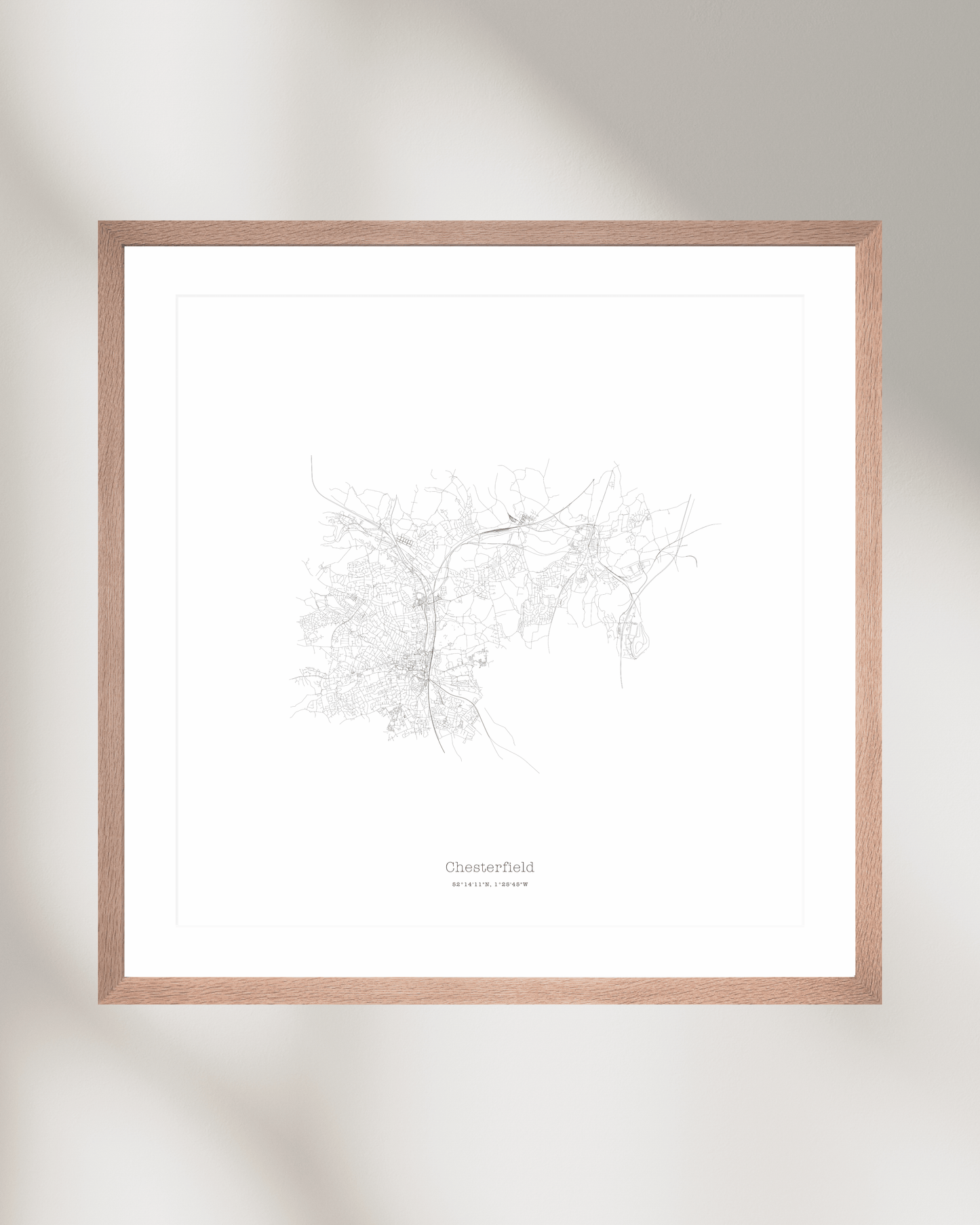 Chesterfield - Minimalist City Map - Fine Art Print - White