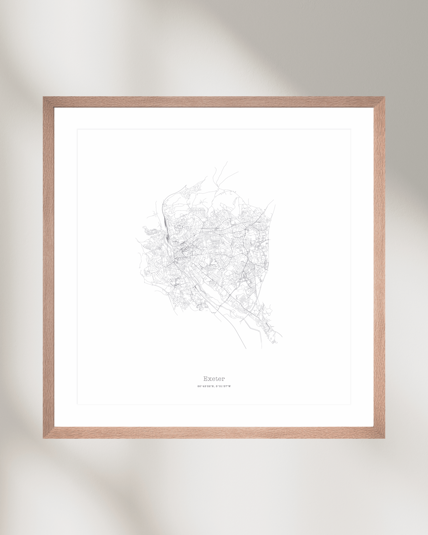 Exeter - Minimalist City Map - Fine Art Print - White
