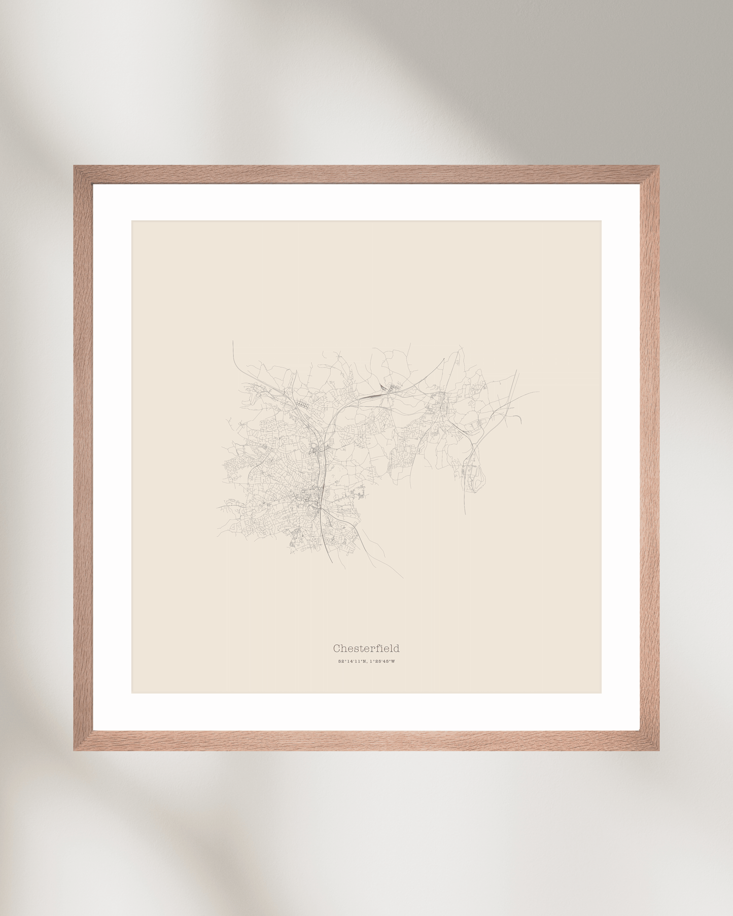 Chesterfield - Minimalist City Map - Fine Art Print - Taupe