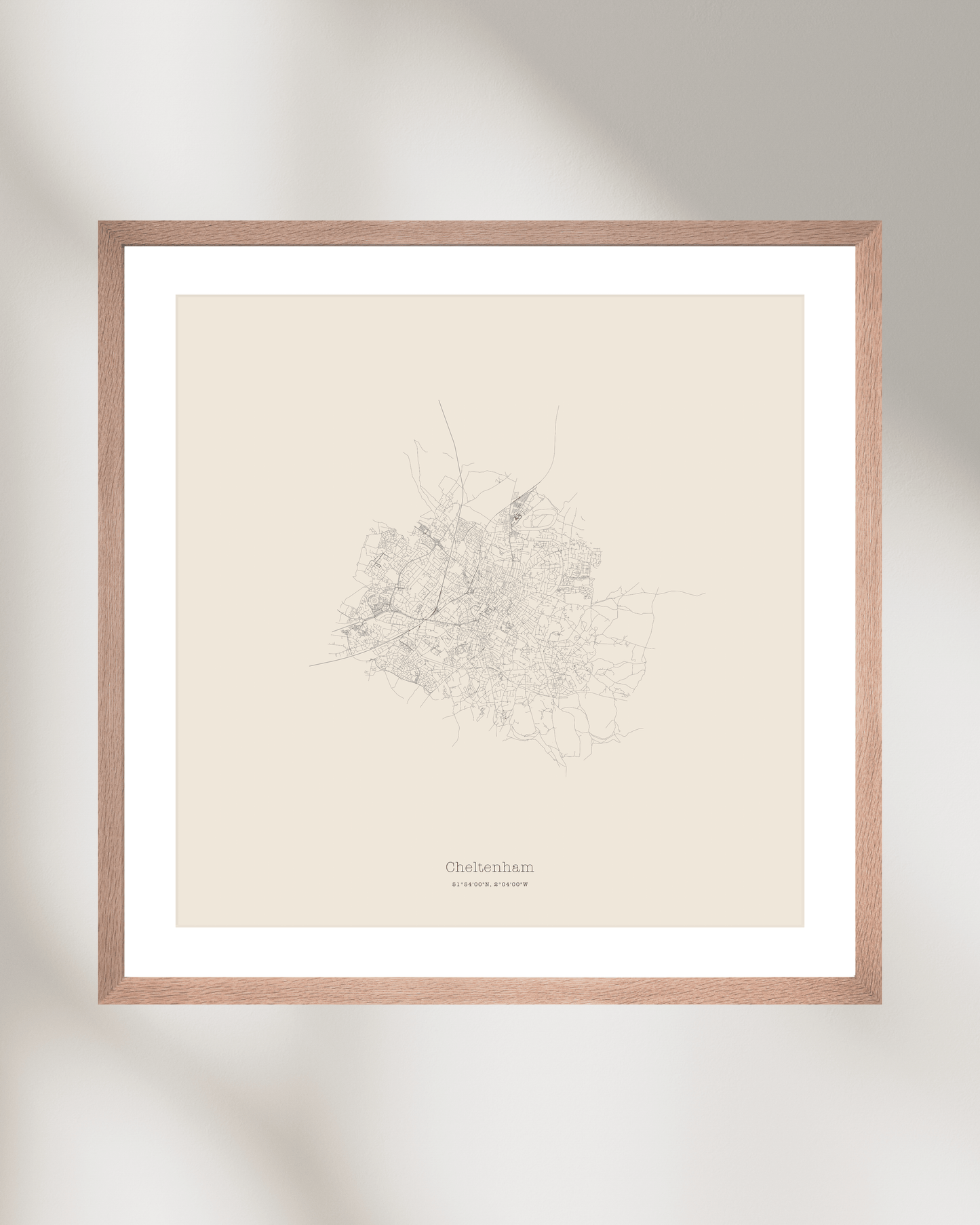 Cheltenham - Minimalist City Map - Fine Art Print - Taupe