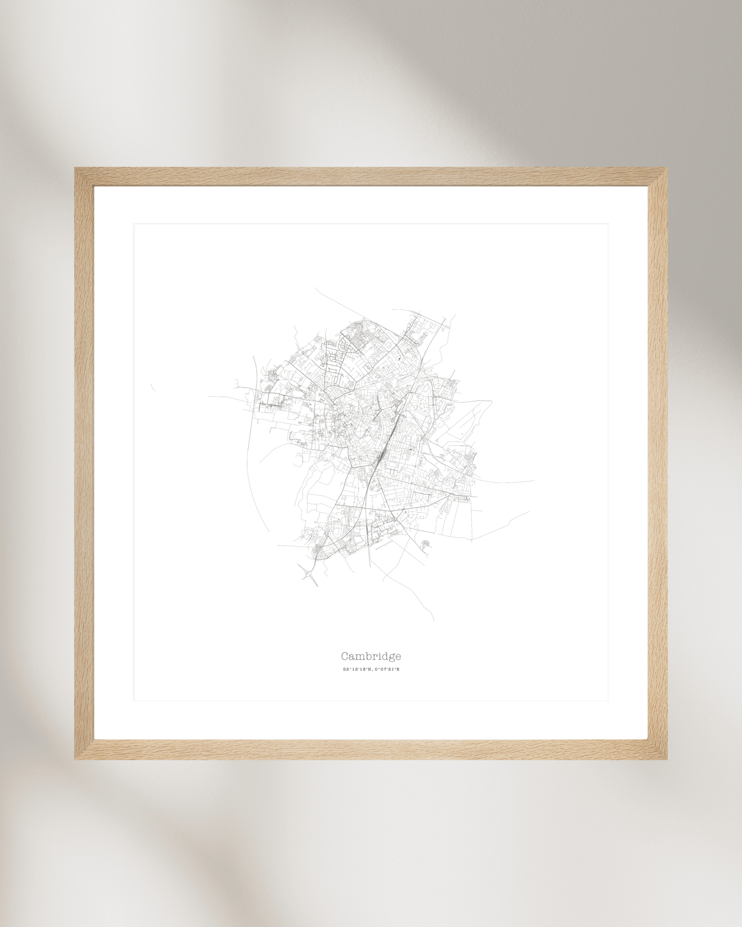 Cambridge - City Map - Minimalist Fine Art Print - White