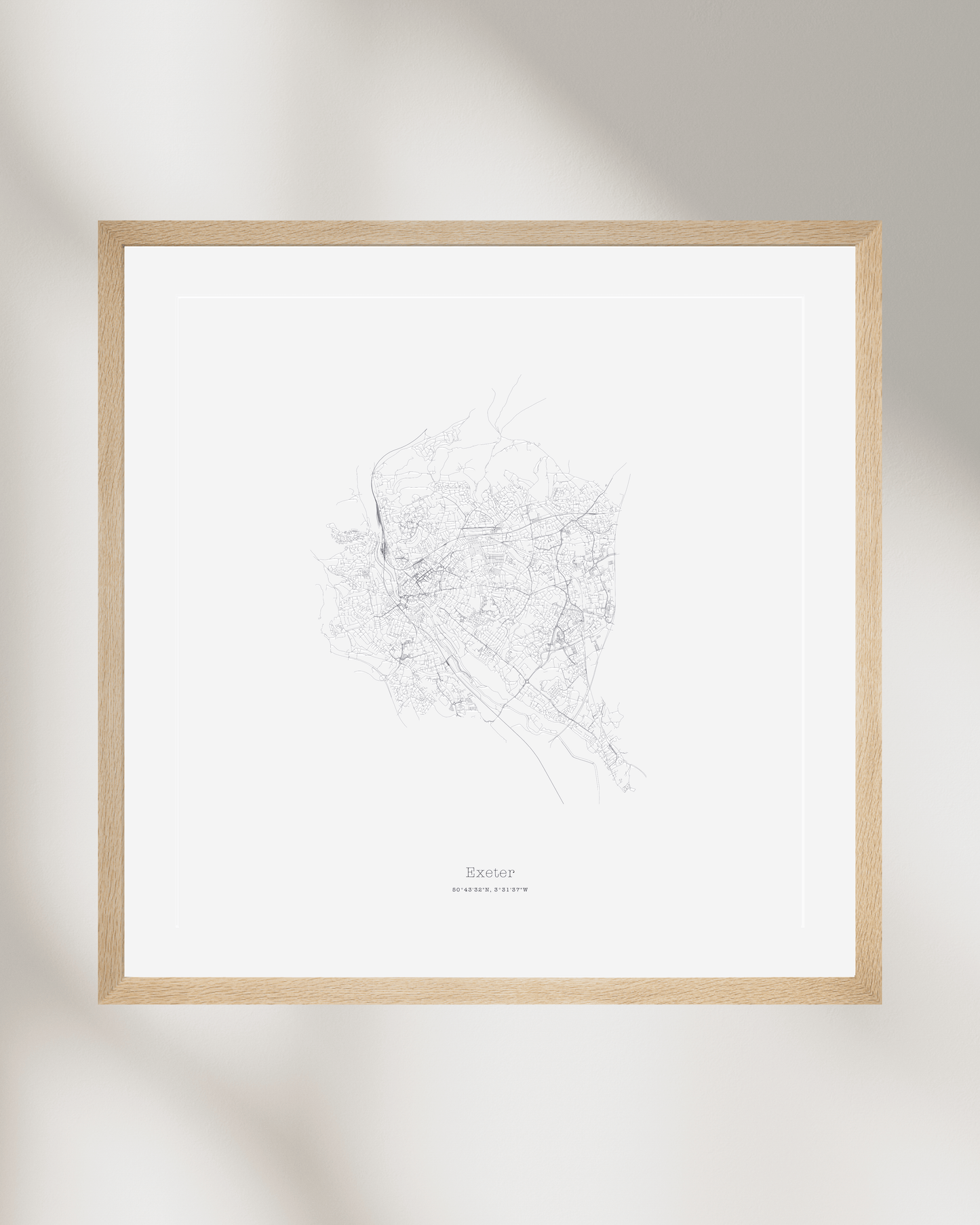 Exeter - Minimalist City Map - Fine Art Print - White