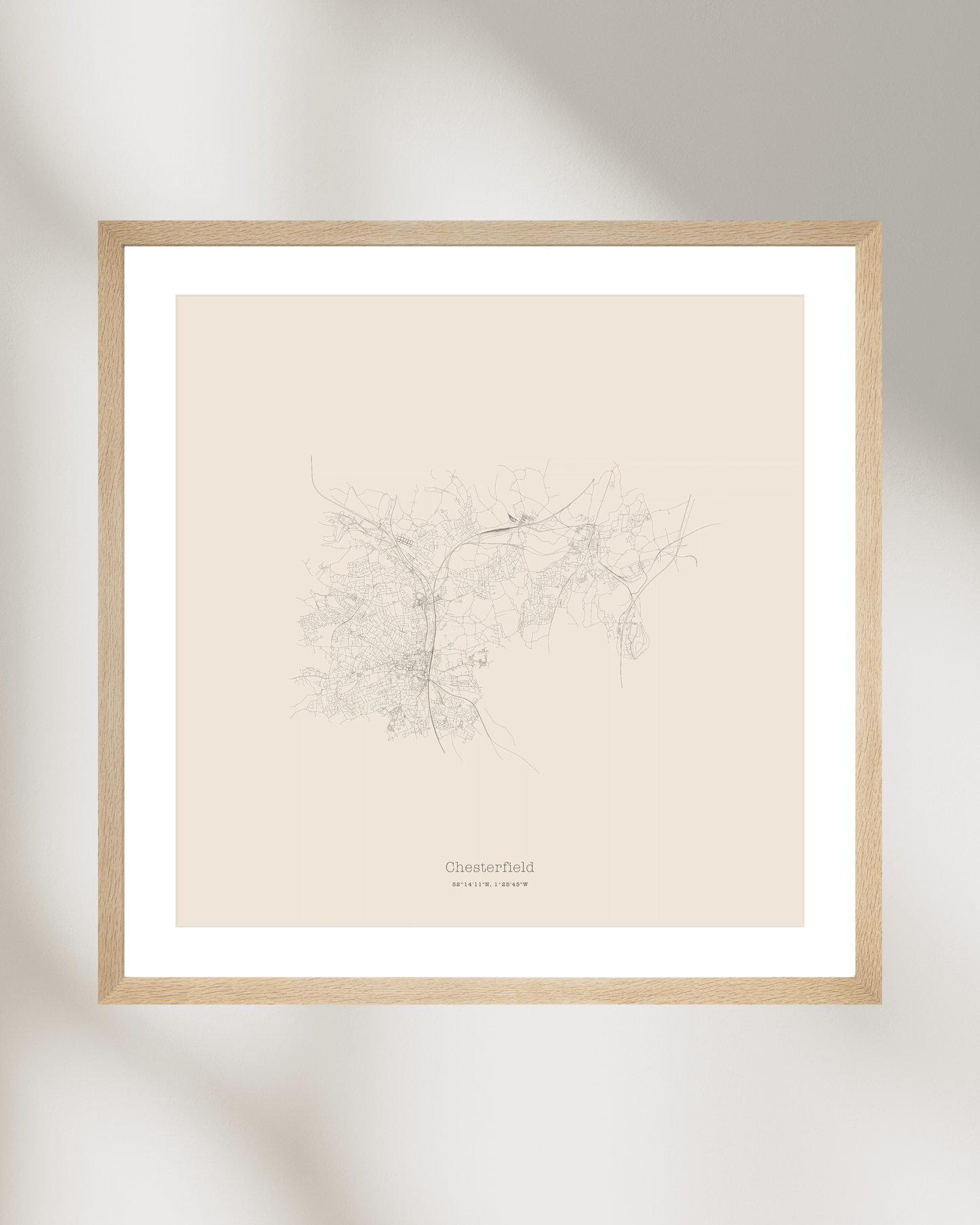 Chesterfield - Minimalist City Map - Fine Art Print - Taupe