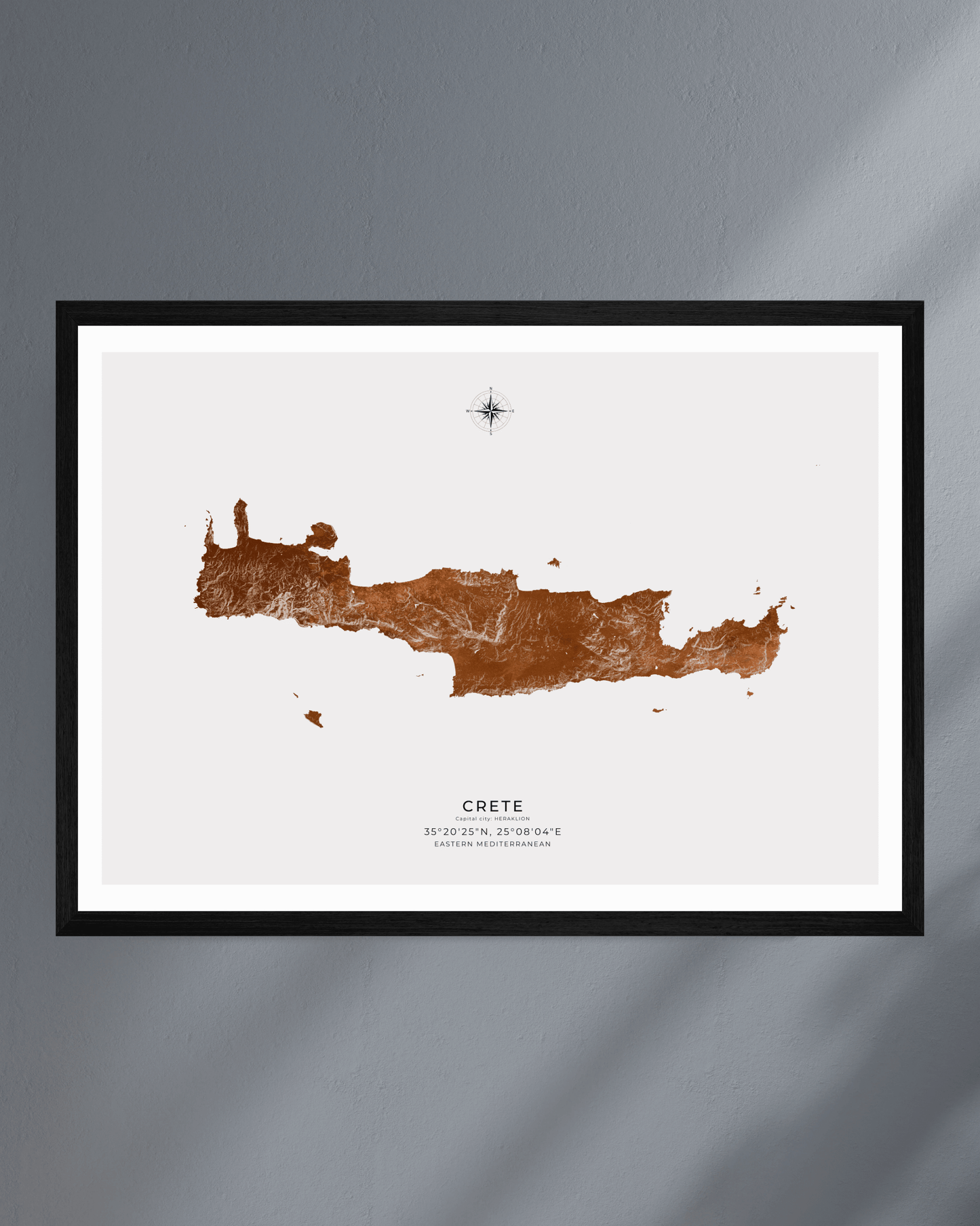 Crete - Fine Art Map - Bronze