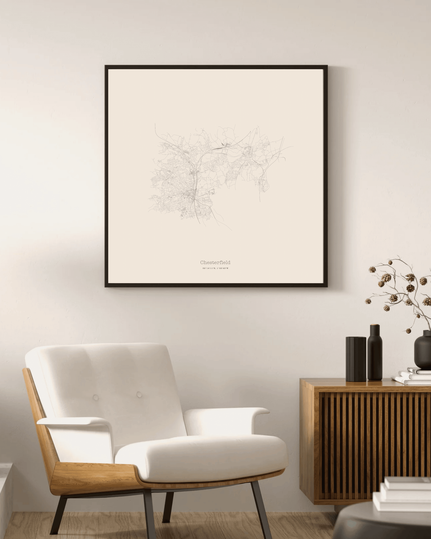 Chesterfield - Minimalist City Map - Fine Art Print - Taupe