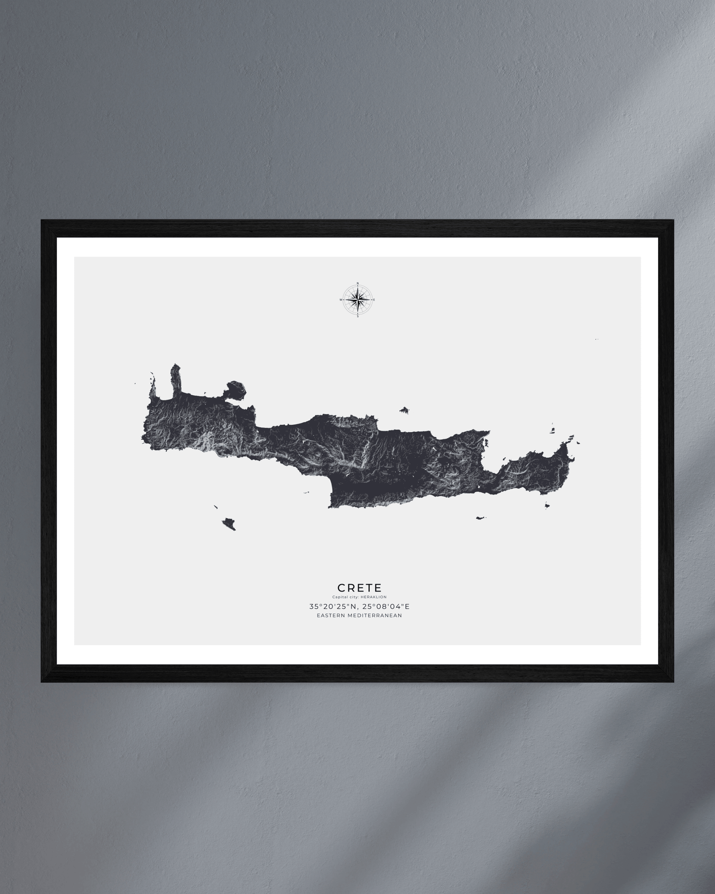 Crete - Fine Art Map - Deep Cobalt