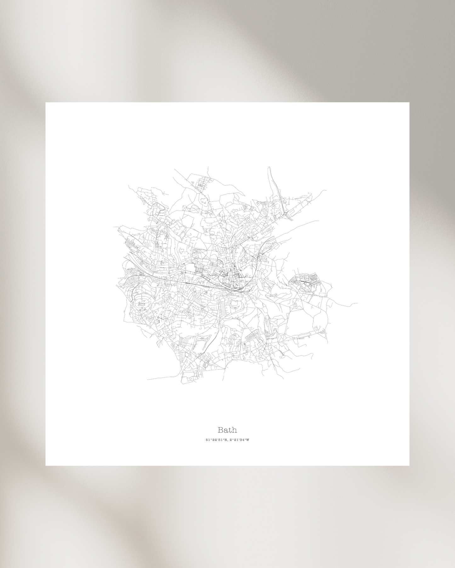 Bath - City Map - Minimalist Fine Art Print - White