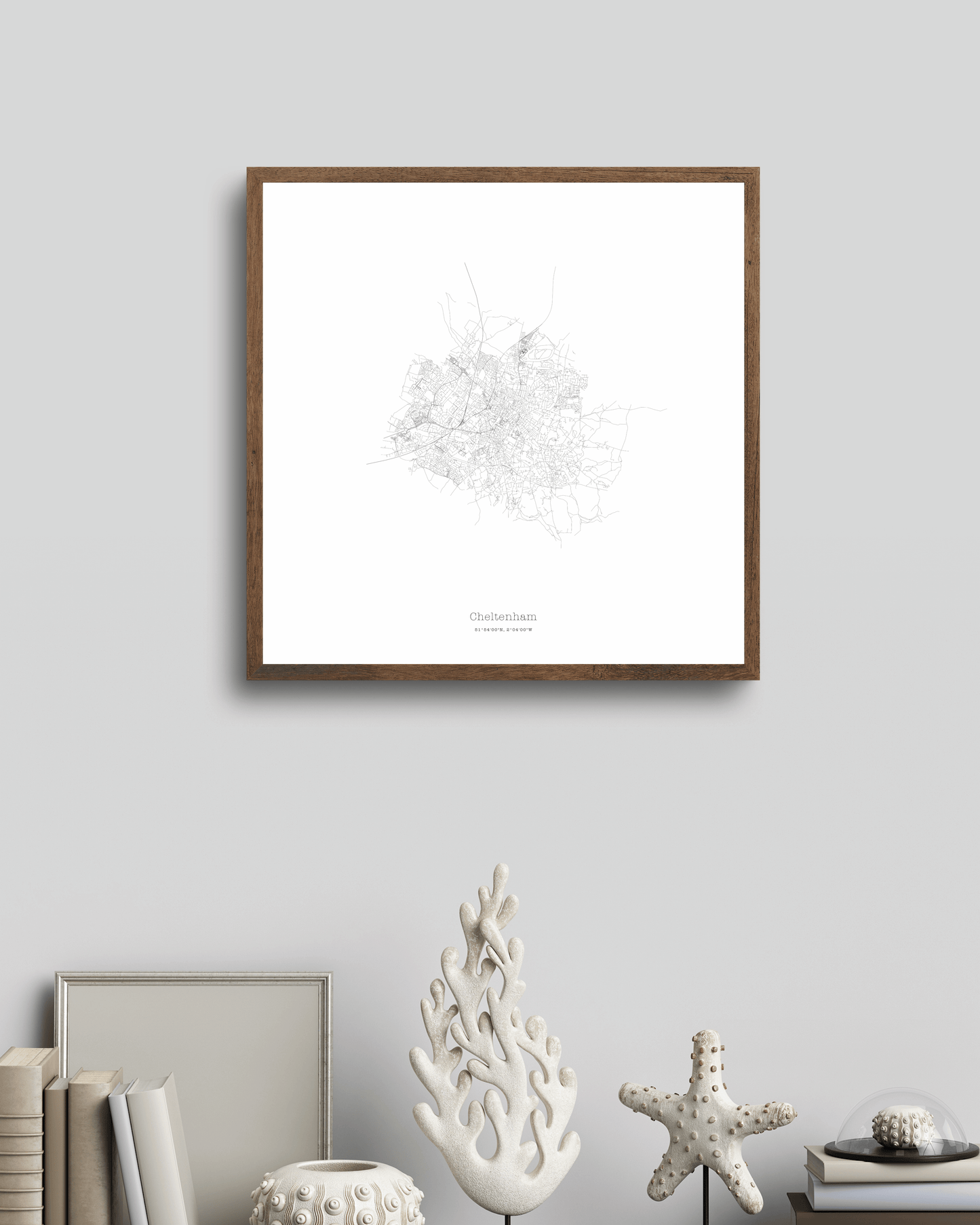 Cheltenham - Minimalist City Map - Fine Art Print - White
