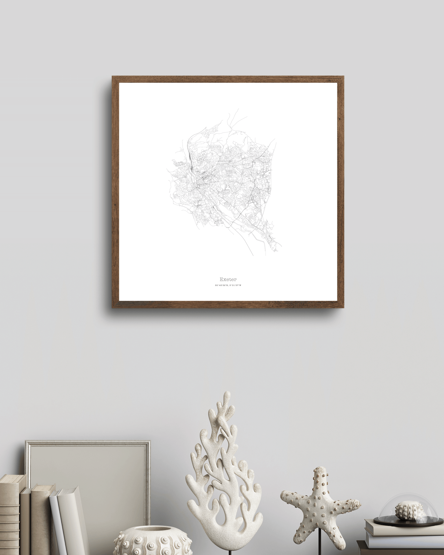 Exeter - Minimalist City Map - Fine Art Print - White