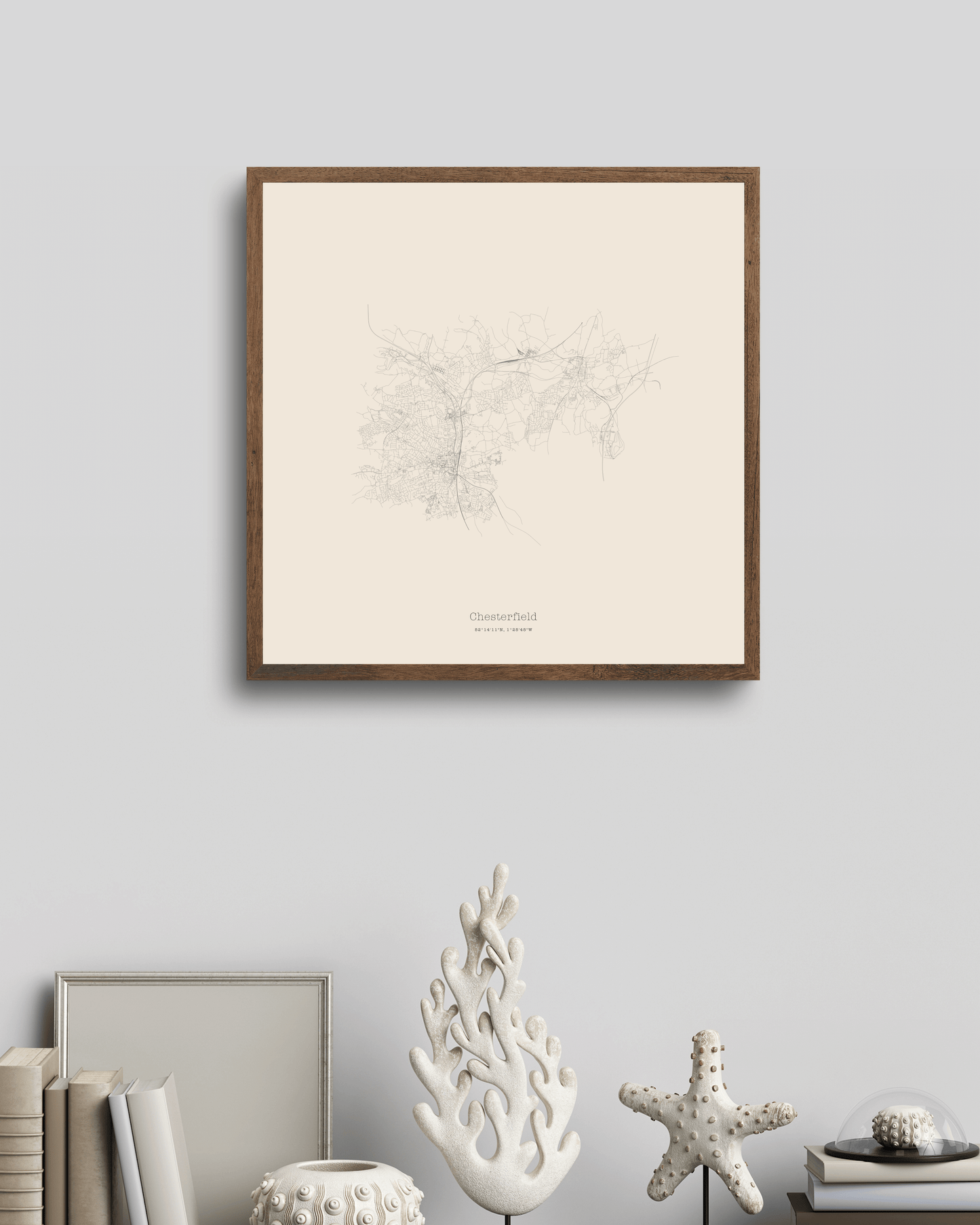 Chesterfield - Minimalist City Map - Fine Art Print - Taupe