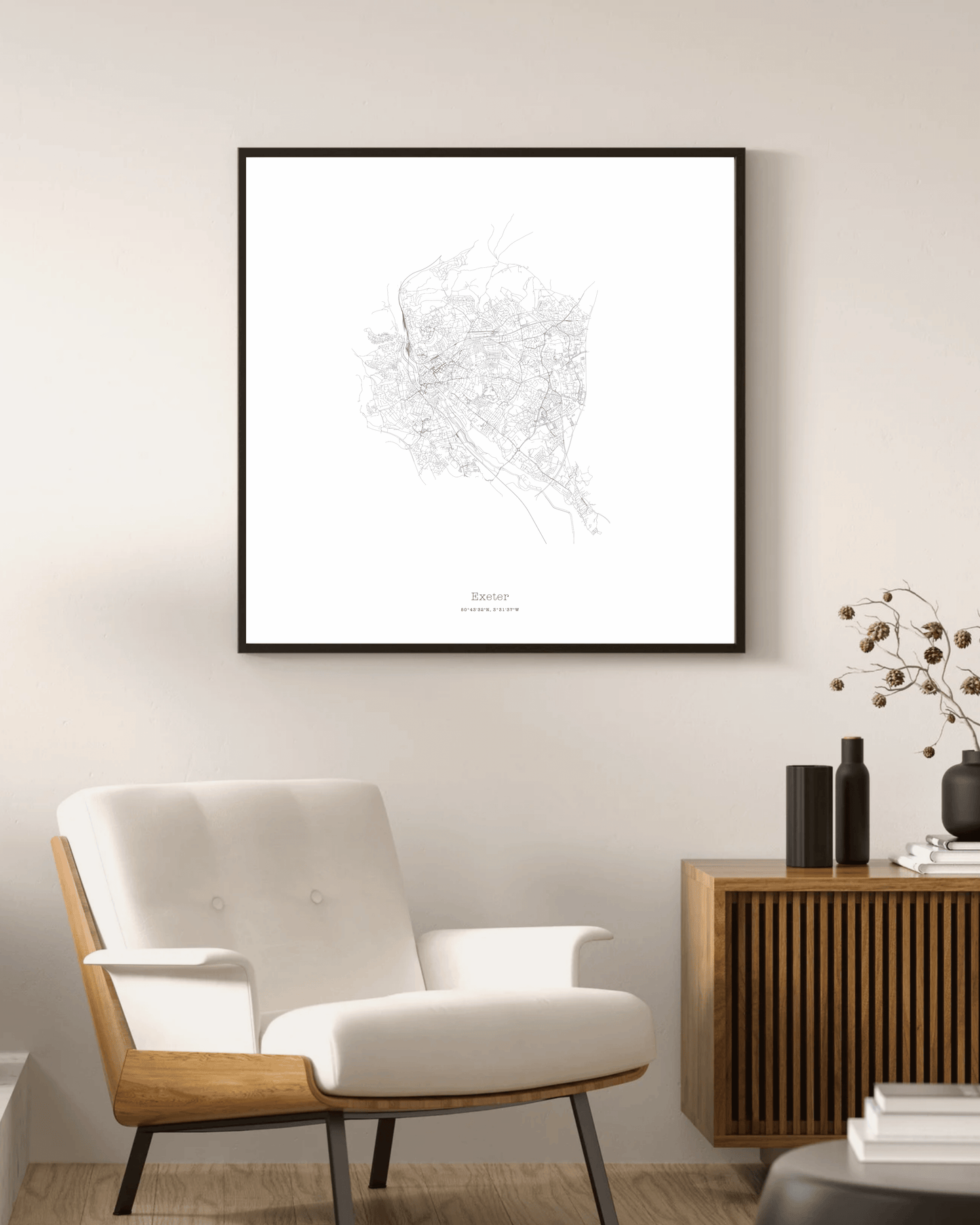 Exeter - Minimalist City Map - Fine Art Print - White
