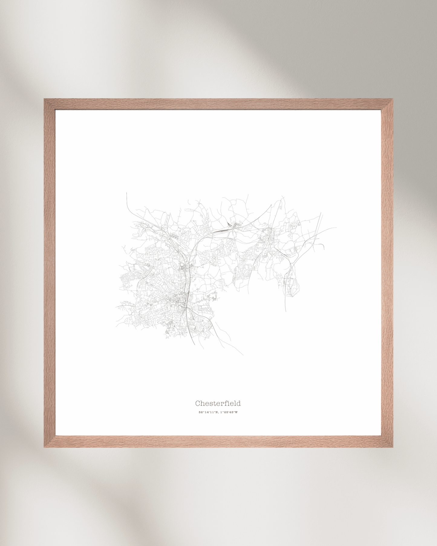 Chesterfield - Minimalist City Map - Fine Art Print - White