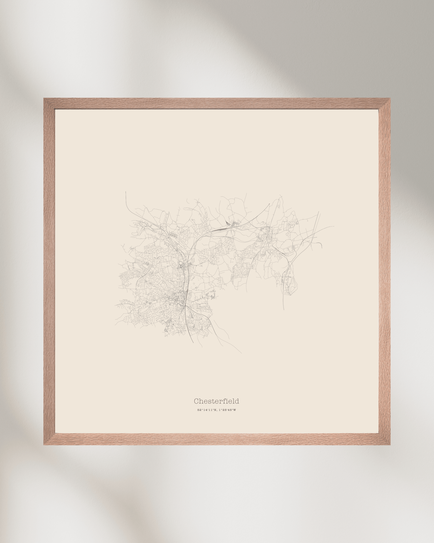 Chesterfield - Minimalist City Map - Fine Art Print - Taupe