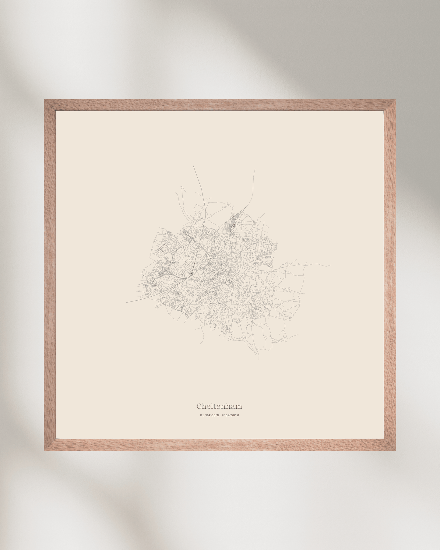 Cheltenham - Minimalist City Map - Fine Art Print - Taupe