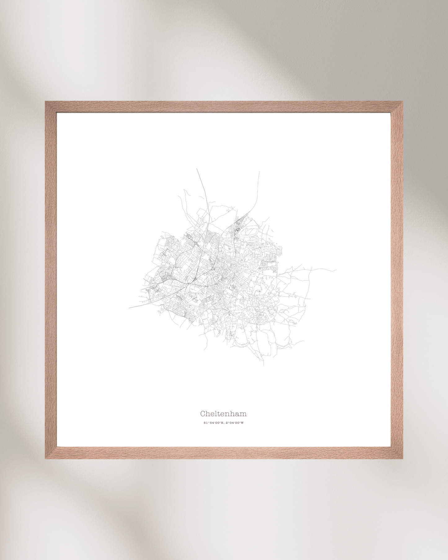Cheltenham - Minimalist City Map - Fine Art Print - White