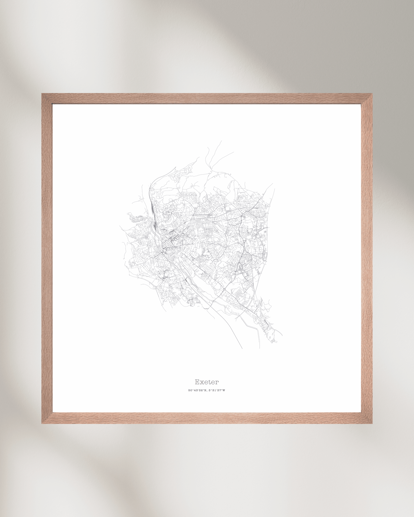 Exeter - Minimalist City Map - Fine Art Print - White