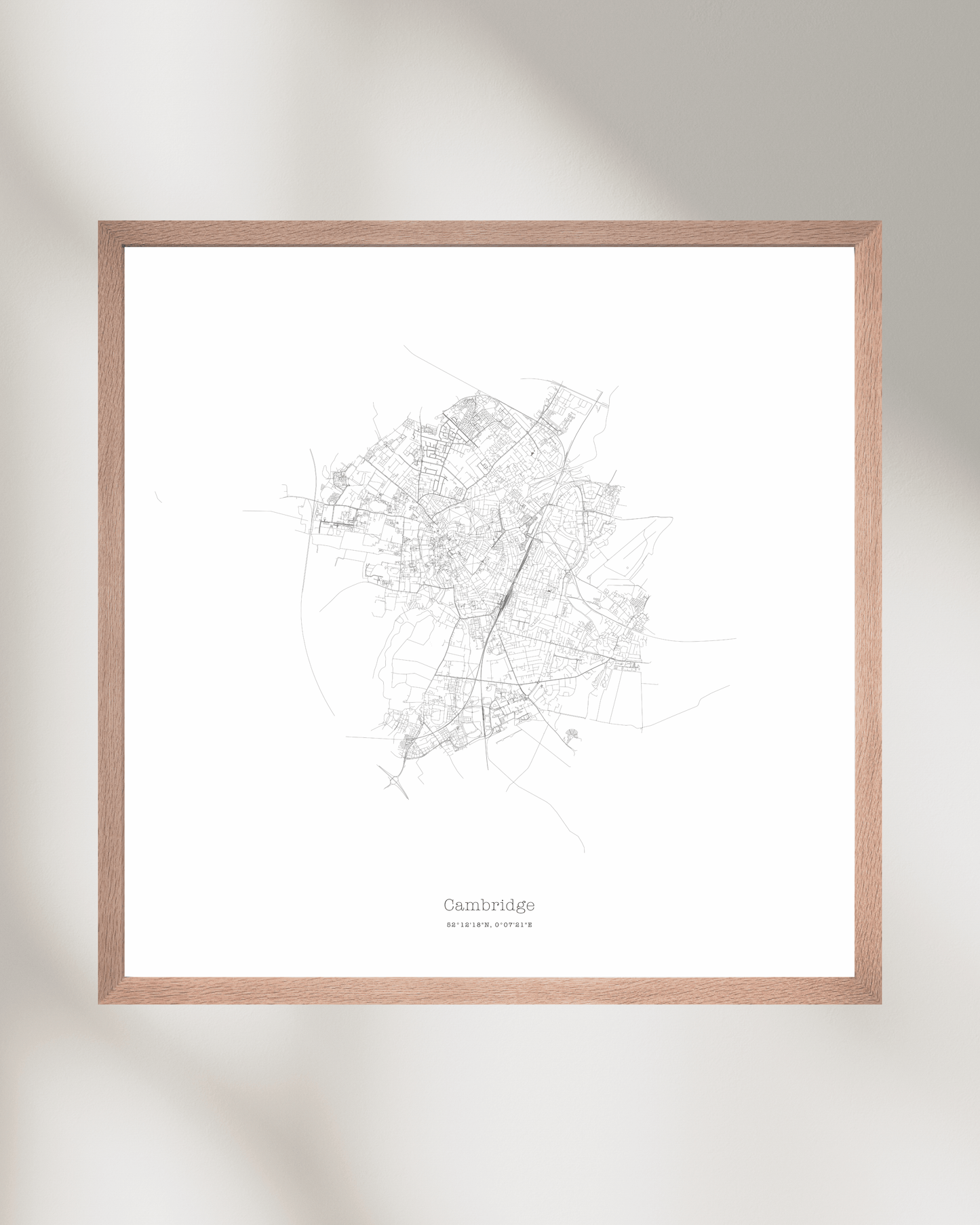 Cambridge - City Map - Minimalist Fine Art Print - White