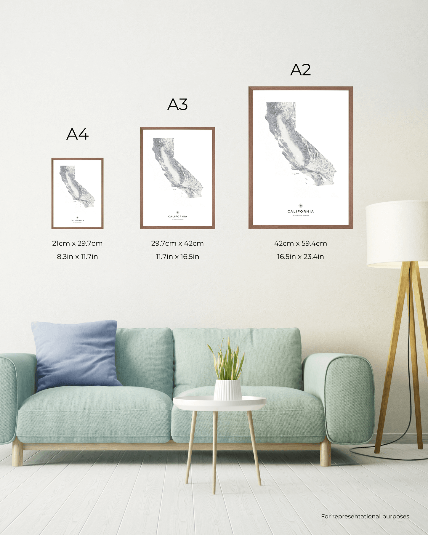 California - Fine Art Topographical Map Print