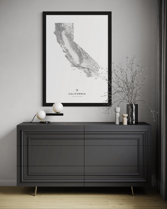 California - Fine Art Topographical Map Print