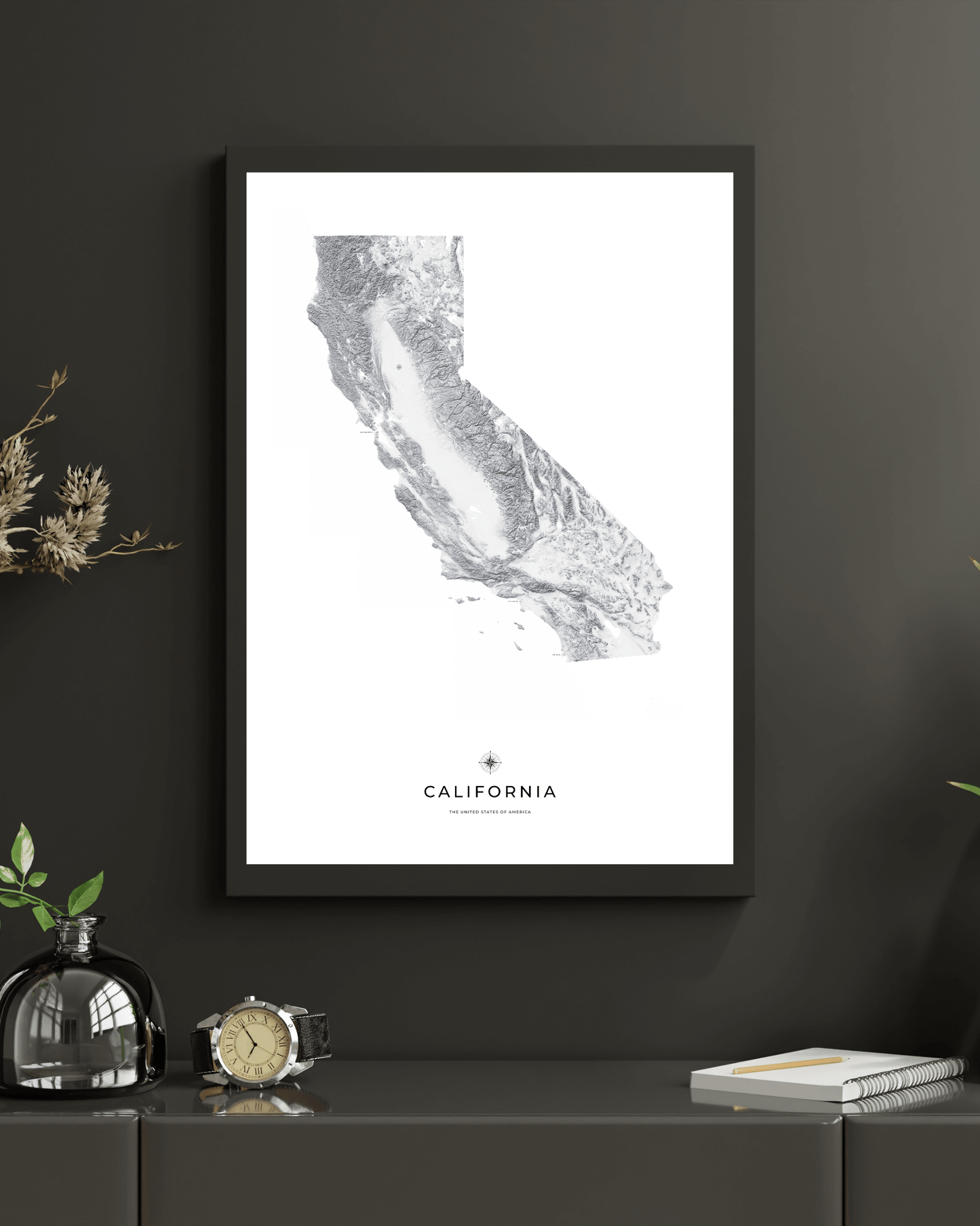 California - Fine Art Topographical Map Print