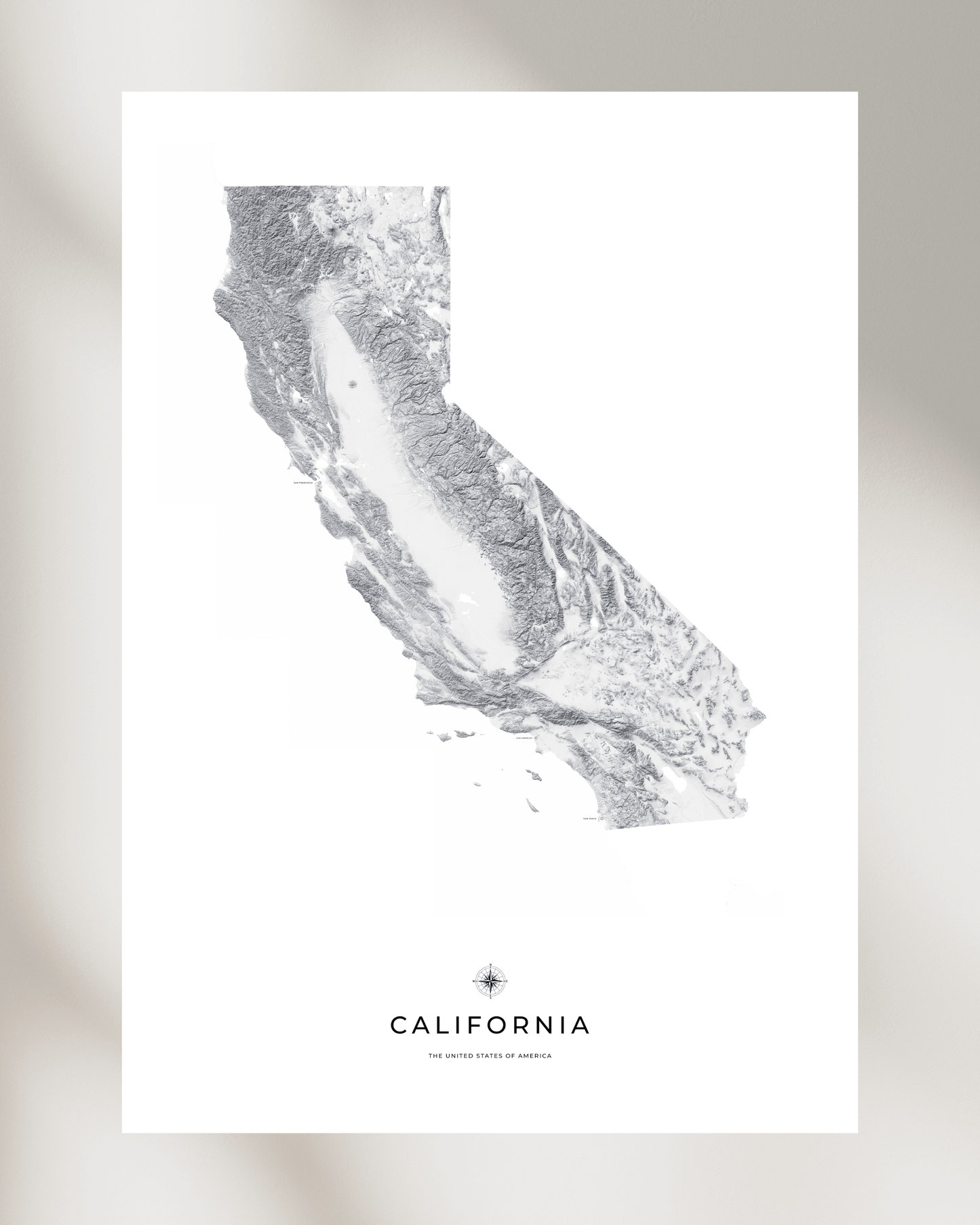California - Fine Art Topographical Map Print