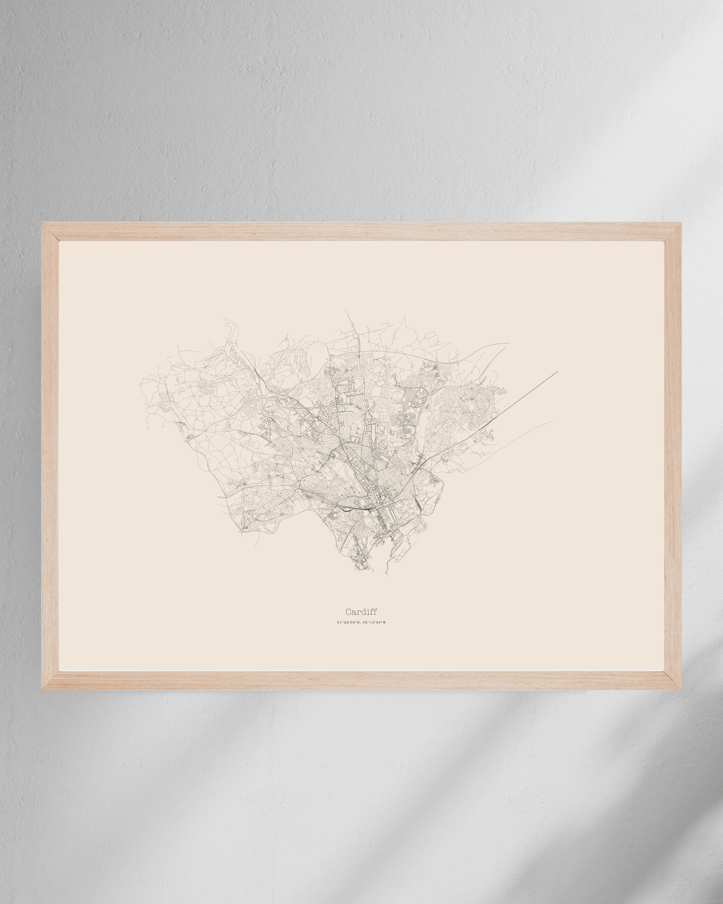 Cardiff - City Map - Minimalist Fine Art Print - Taupe