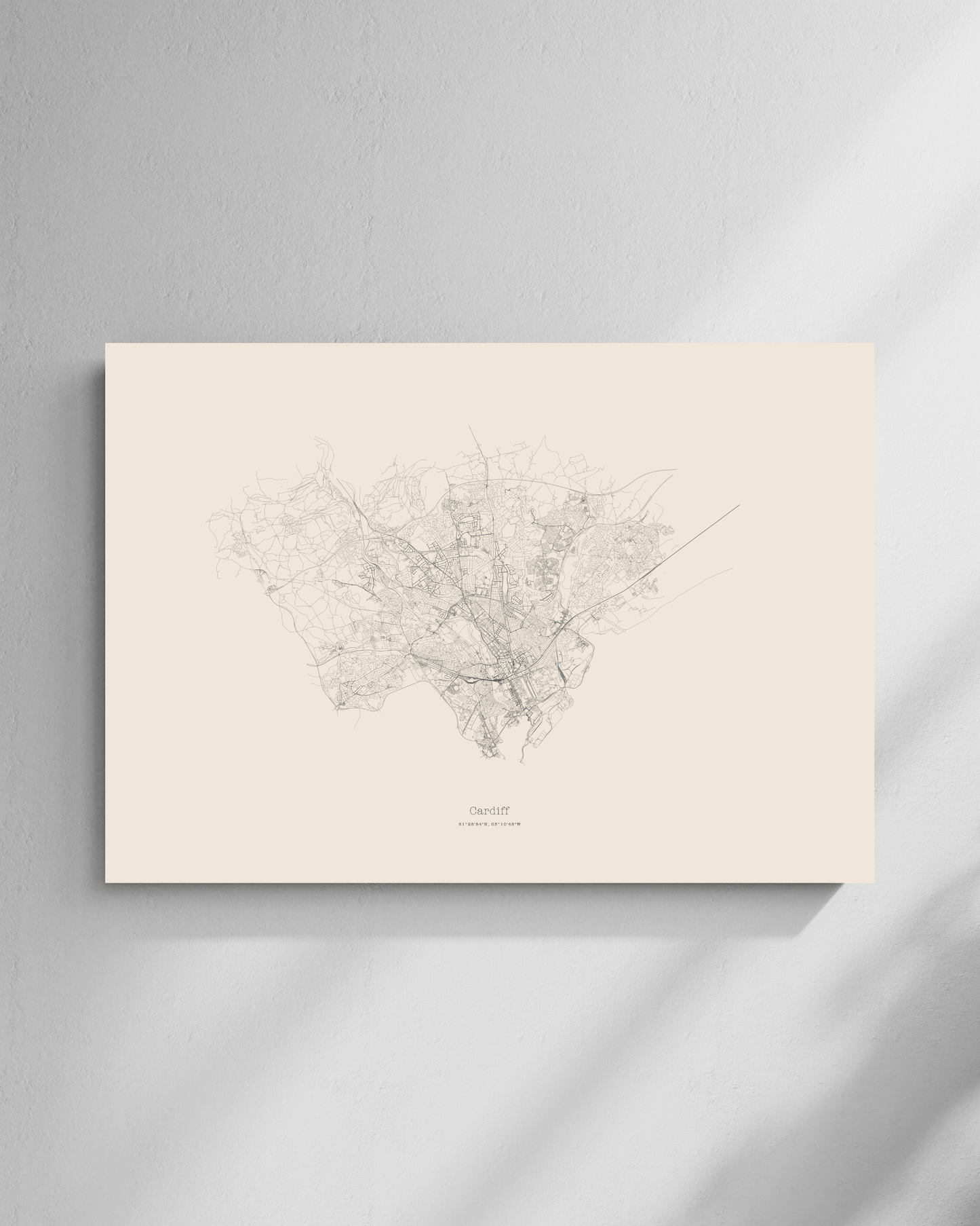 Cardiff - City Map - Minimalist Fine Art Print - Taupe