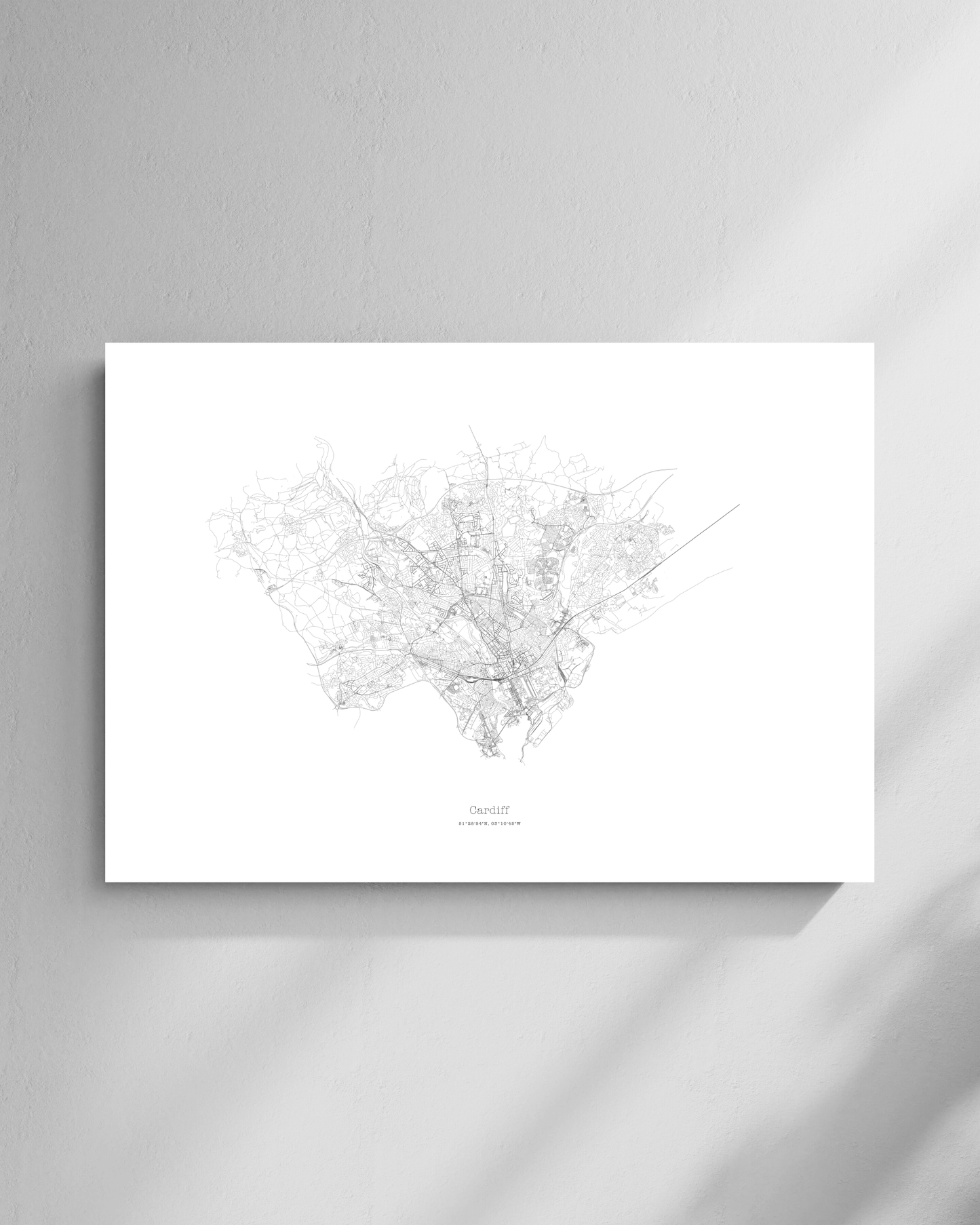 Cardiff - City Map - Minimalist Fine Art Print - White