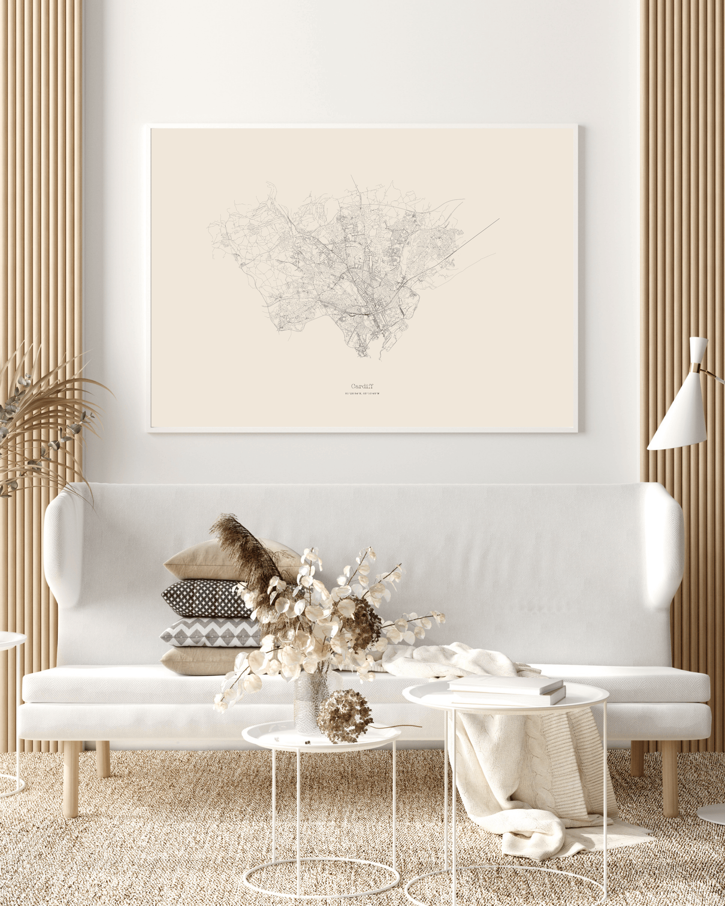 Cardiff - City Map - Minimalist Fine Art Print - Taupe