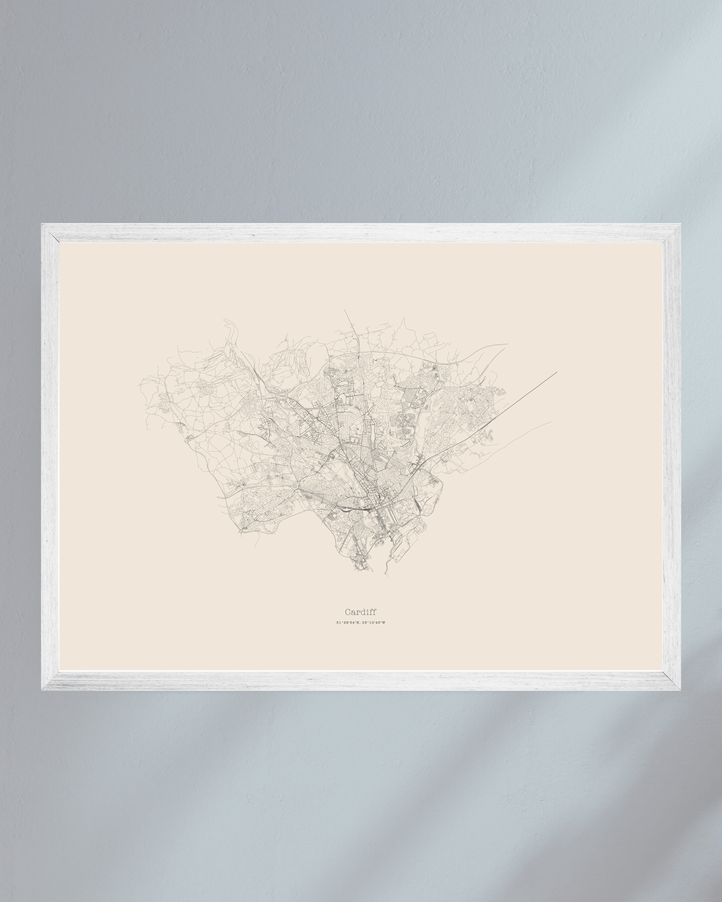 Cardiff - City Map - Minimalist Fine Art Print - Taupe