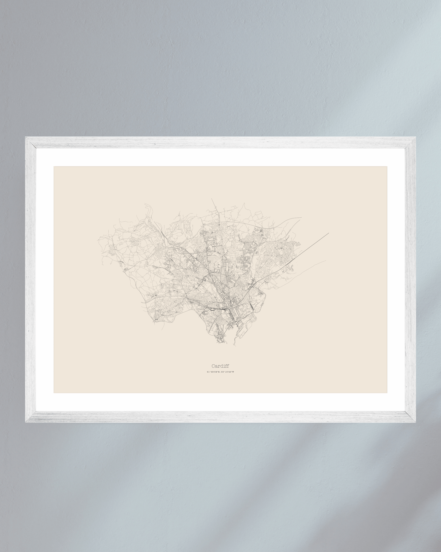 Cardiff - City Map - Minimalist Fine Art Print - Taupe