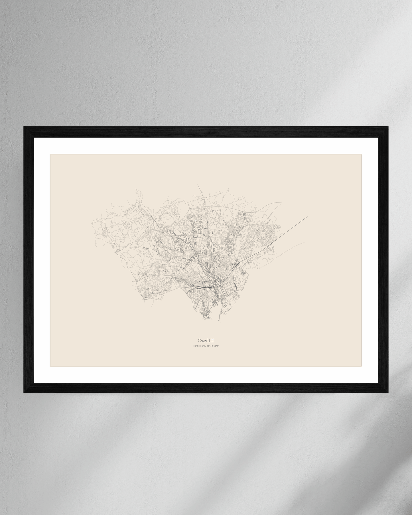 Cardiff - City Map - Minimalist Fine Art Print - Taupe