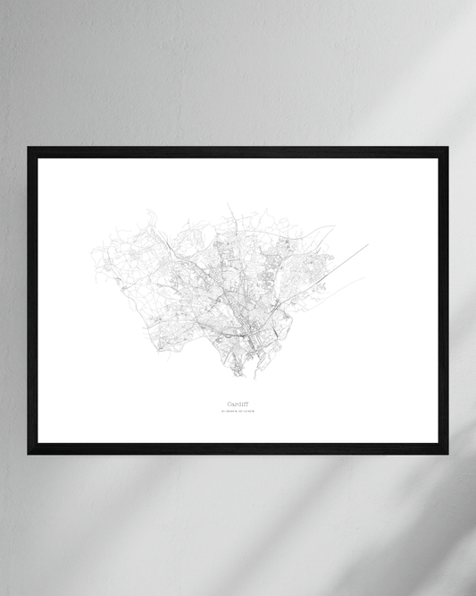 Cardiff - City Map - Minimalist Fine Art Print - White