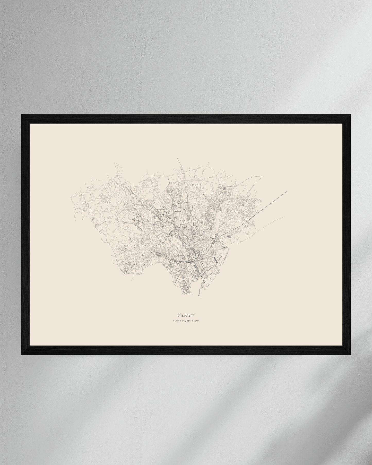 Cardiff - City Map - Minimalist Fine Art Print - Taupe