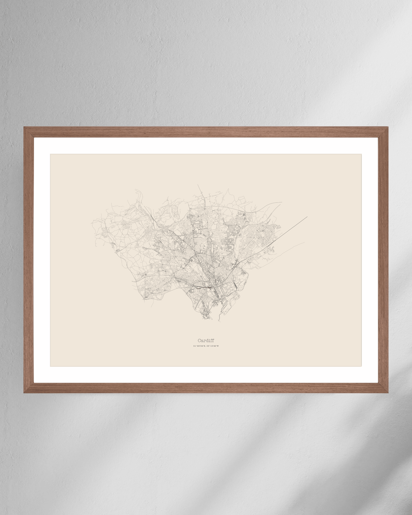 Cardiff - City Map - Minimalist Fine Art Print - Taupe