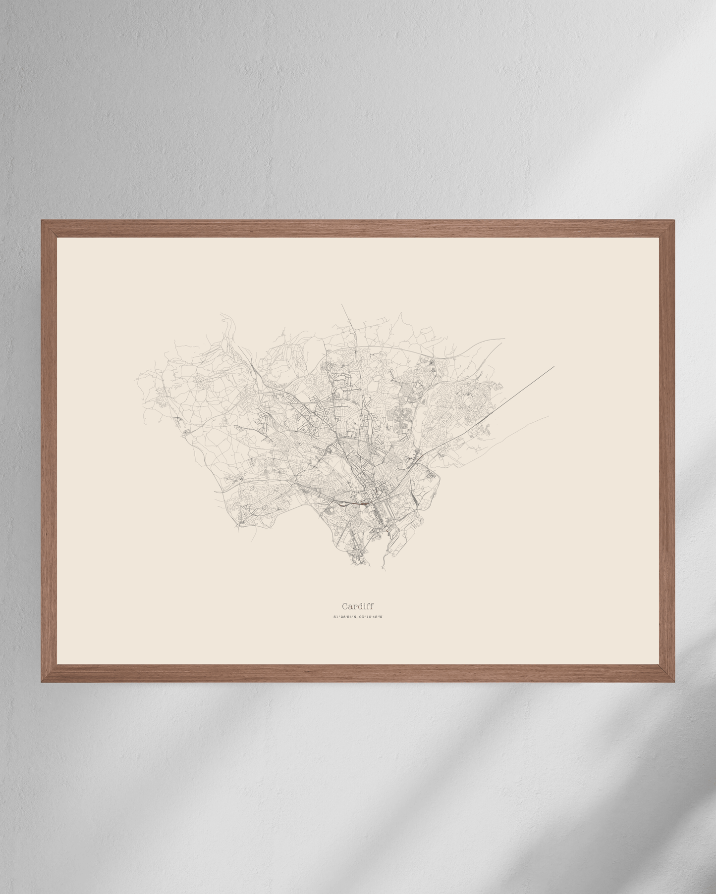 Cardiff - City Map - Minimalist Fine Art Print - Taupe