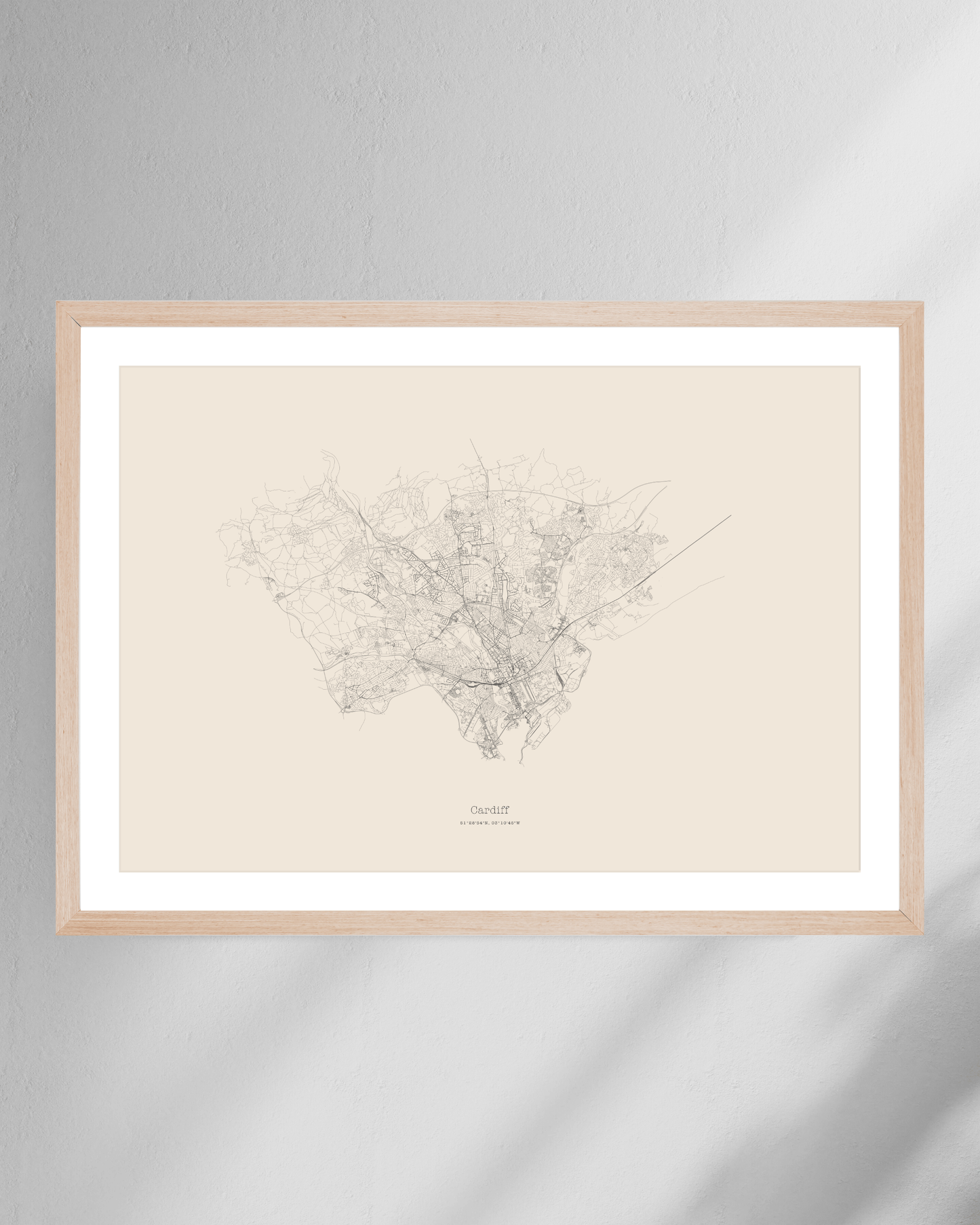Cardiff - City Map - Minimalist Fine Art Print - Taupe