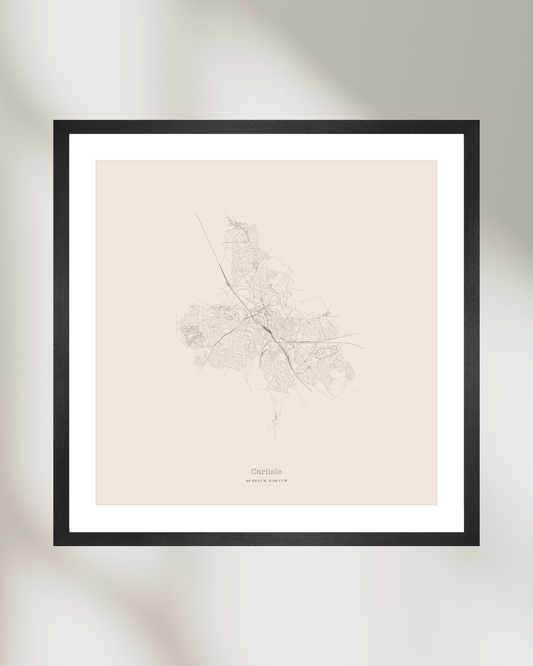 Carlisle - Minimalist City Map - Fine Art Print - Taupe