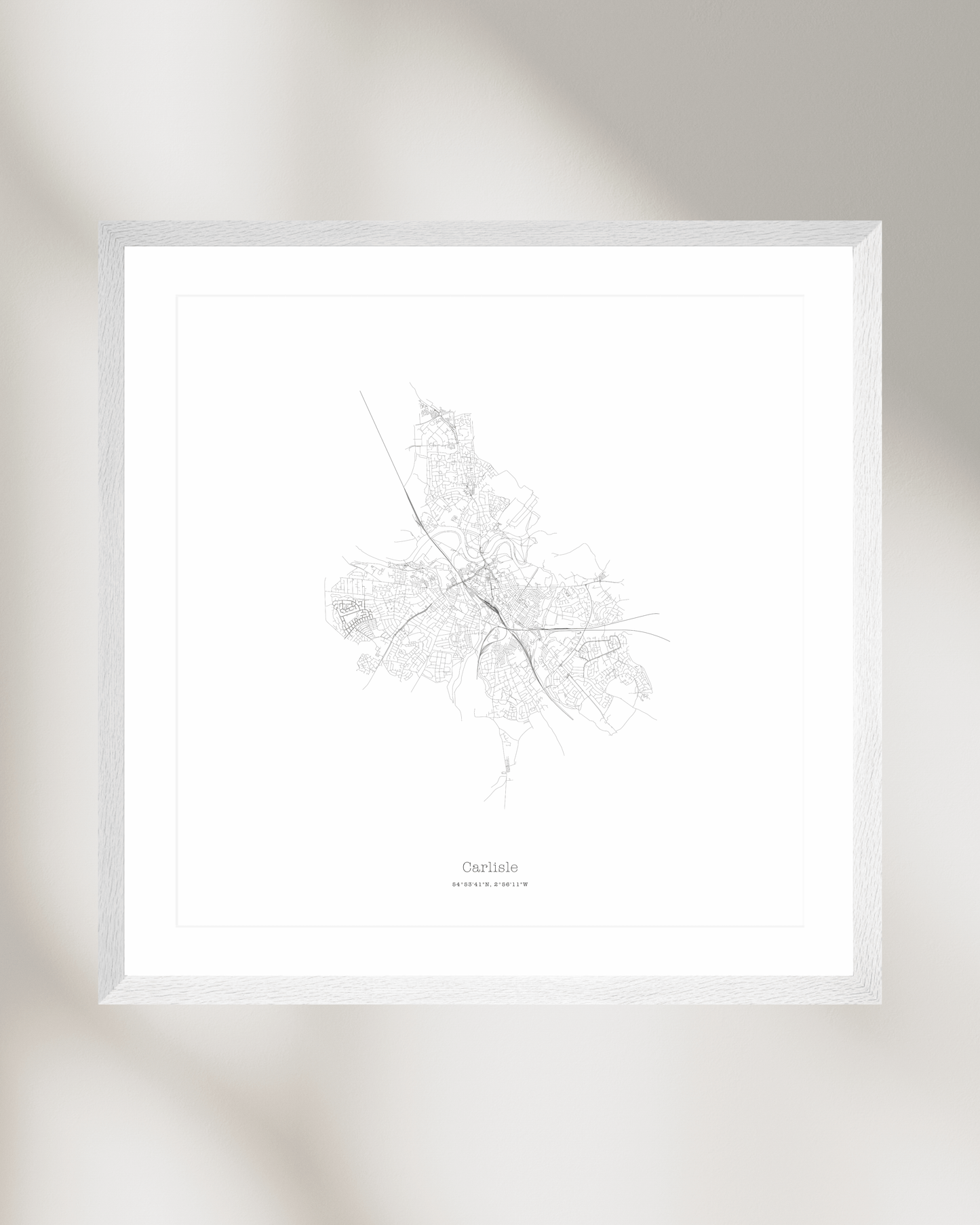 Carlisle - Minimalist City Map - Fine Art Print - White