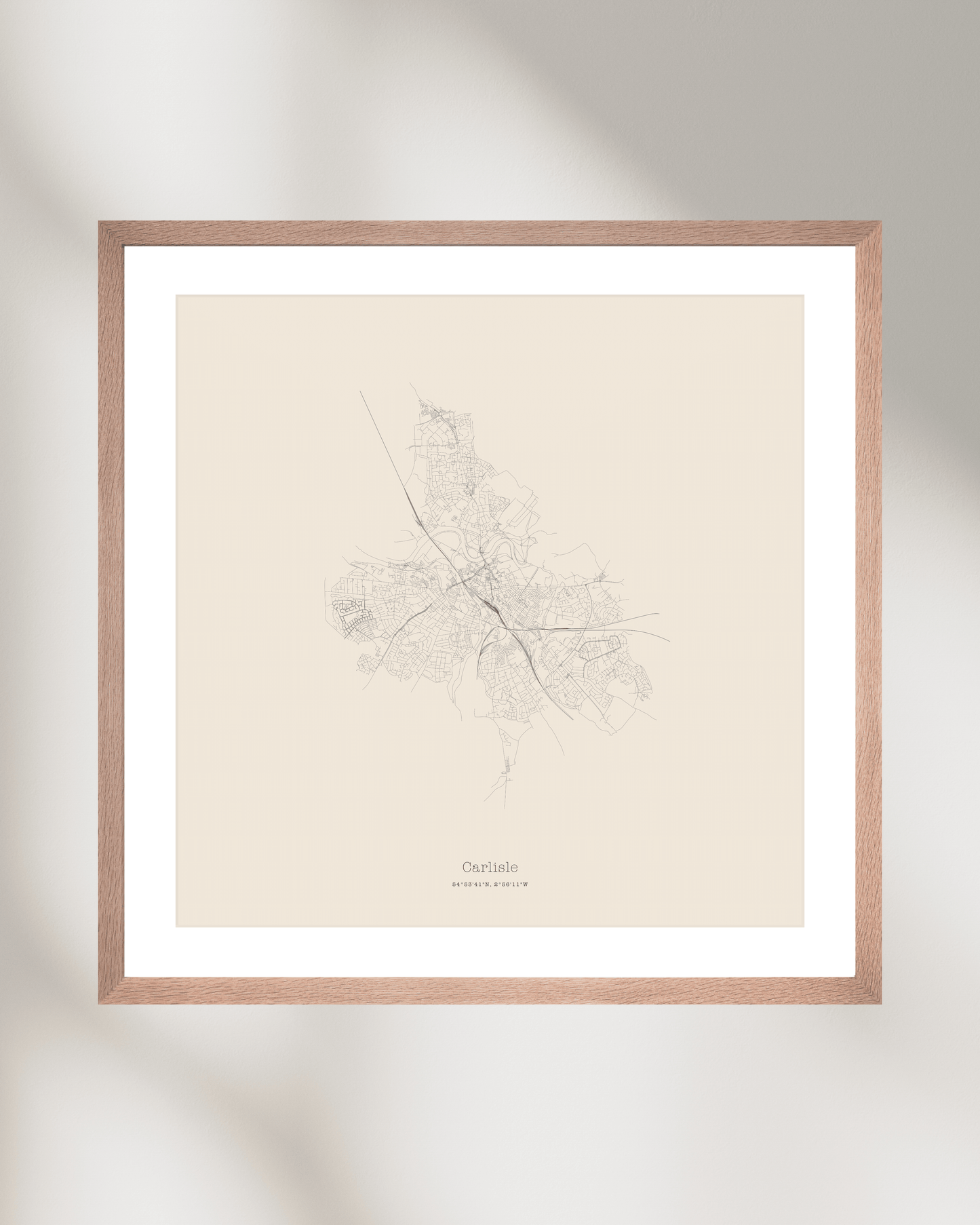 Carlisle - Minimalist City Map - Fine Art Print - Taupe