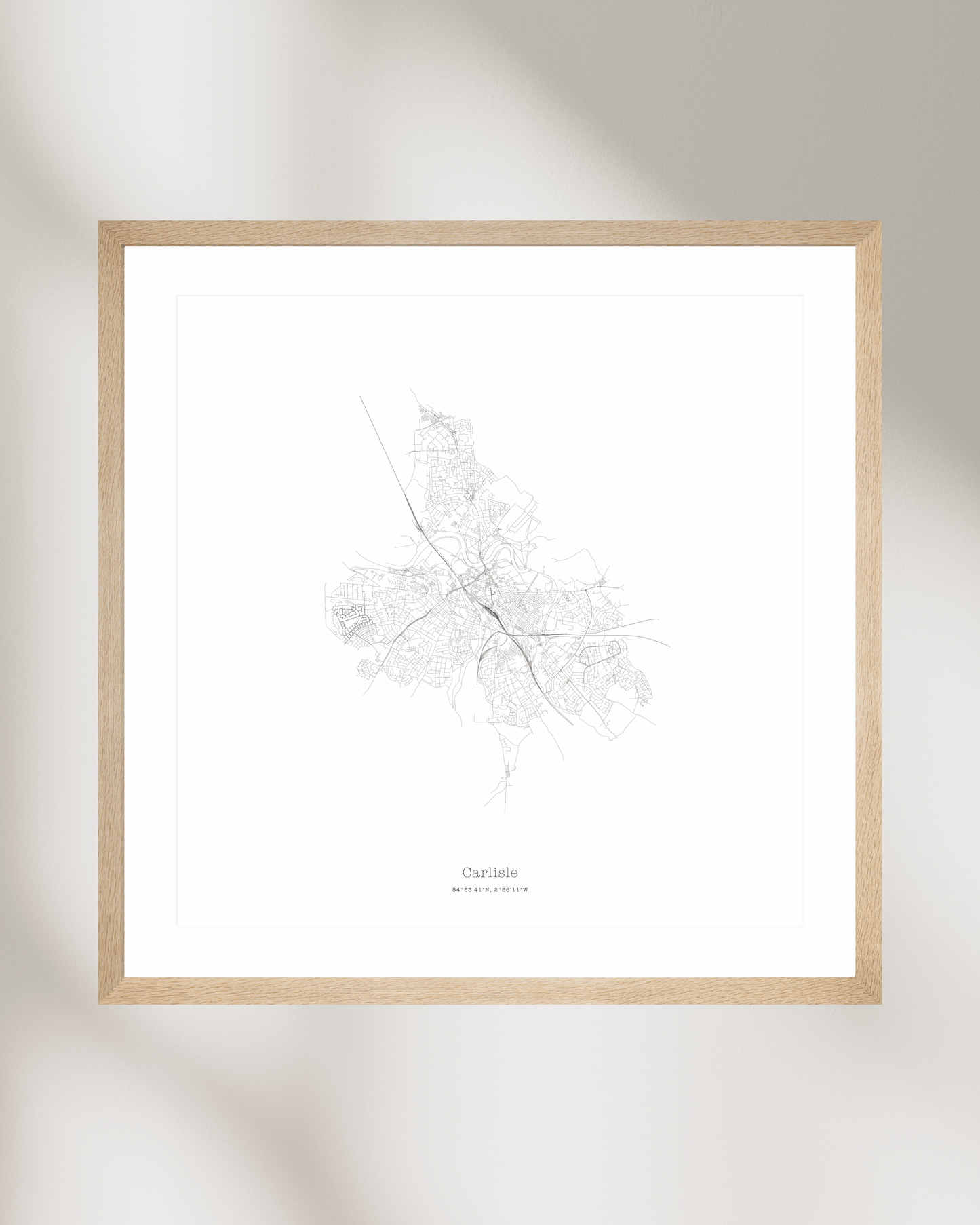 Carlisle - Minimalist City Map - Fine Art Print - White