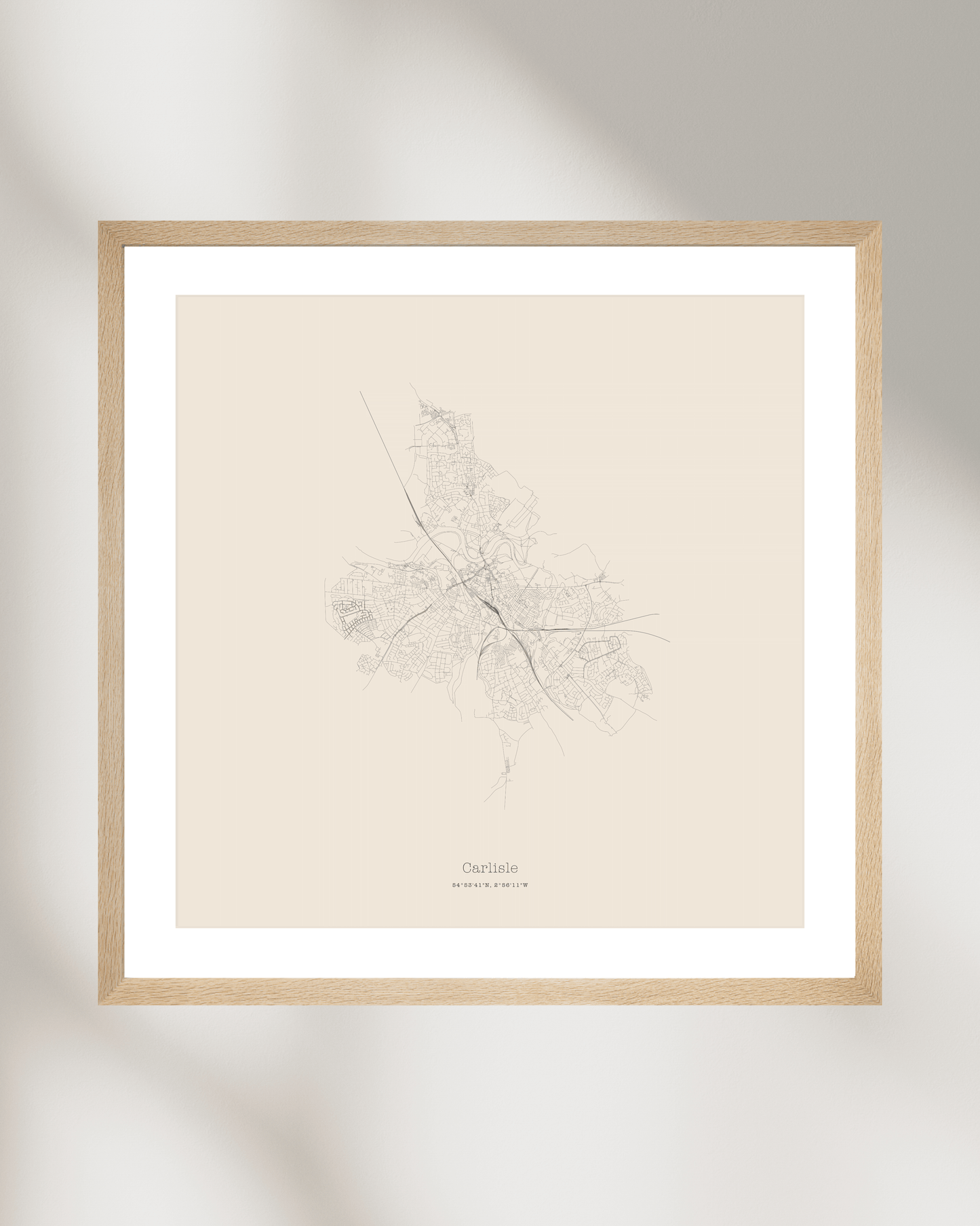 Carlisle - Minimalist City Map - Fine Art Print - Taupe