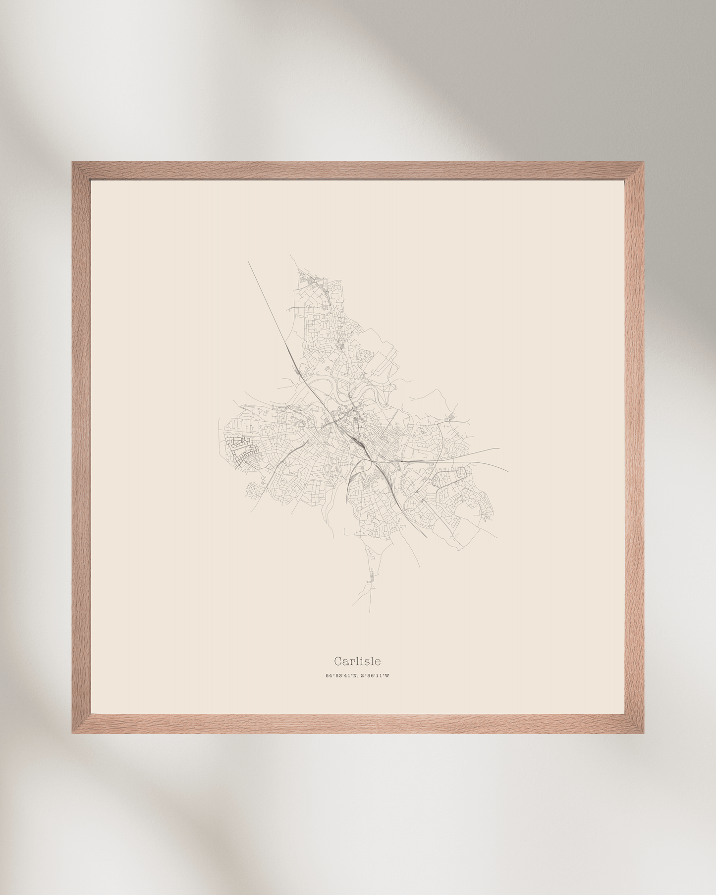 Carlisle - Minimalist City Map - Fine Art Print - Taupe