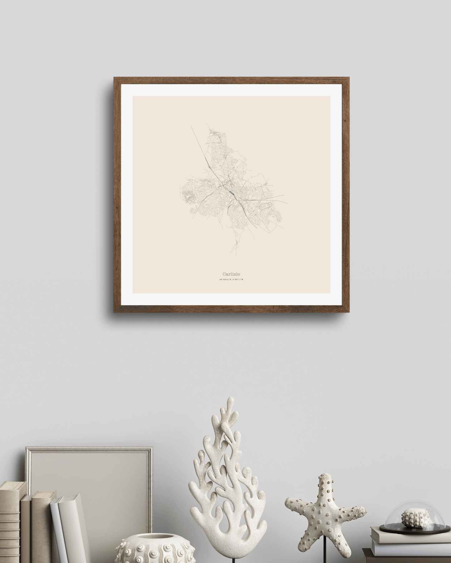 Carlisle - Minimalist City Map - Fine Art Print - Taupe