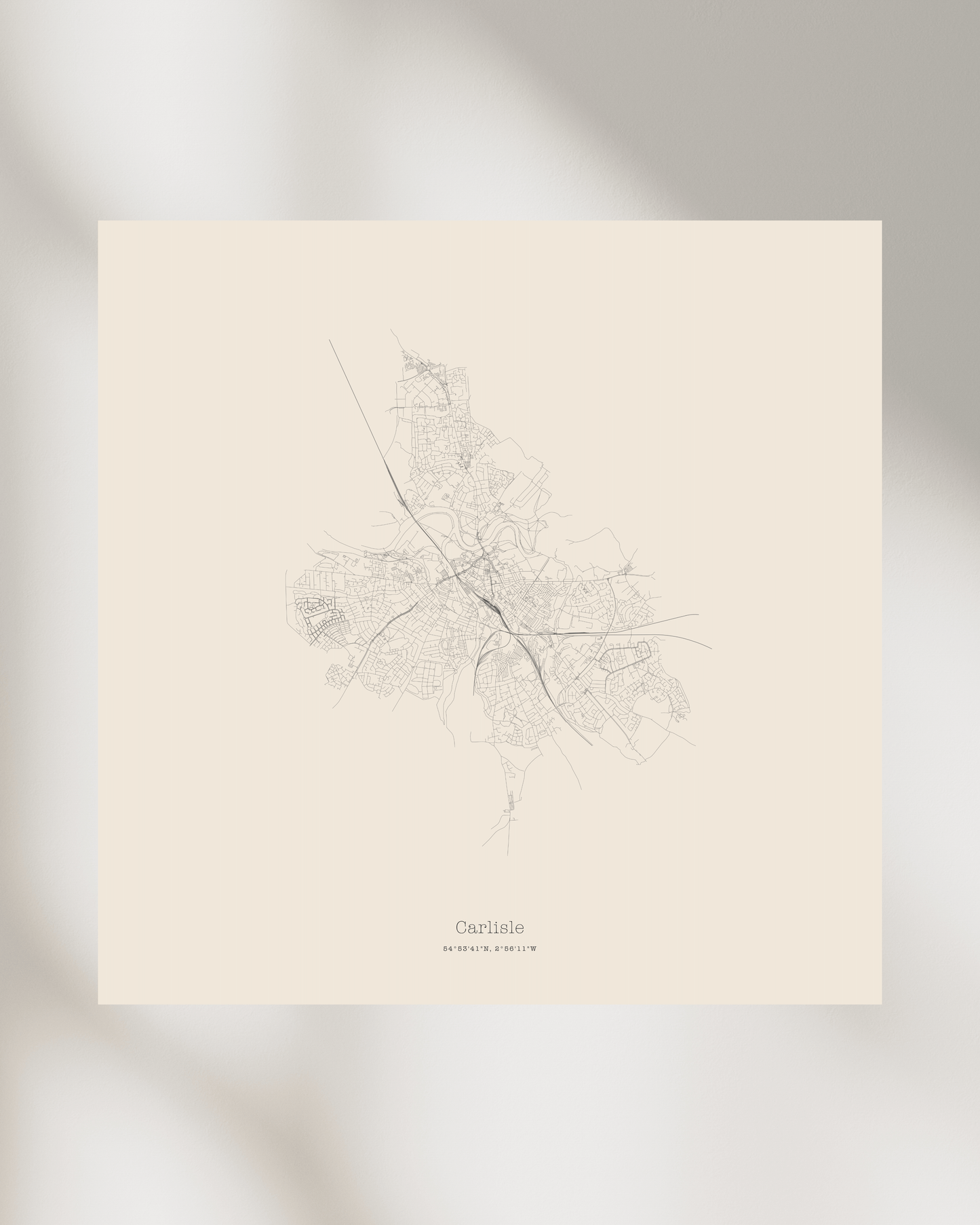 Carlisle - Minimalist City Map - Fine Art Print - Taupe
