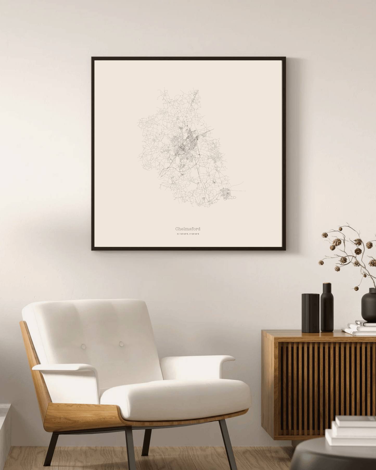 Chelmsford - Minimalist City Map - Fine Art Print - Taupe
