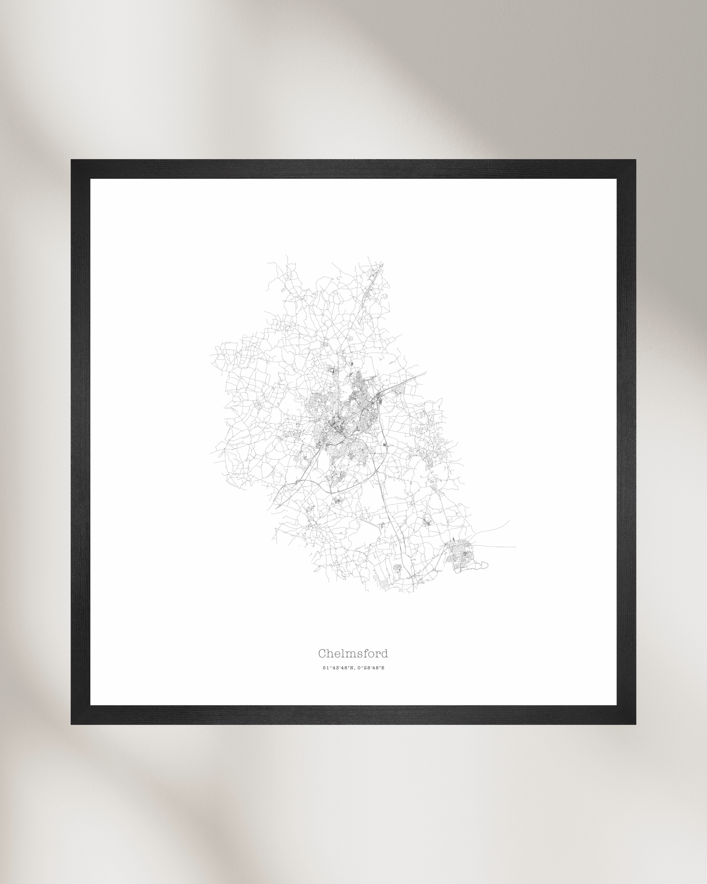 Chelmsford - Minimalist City Map - Fine Art Print - White